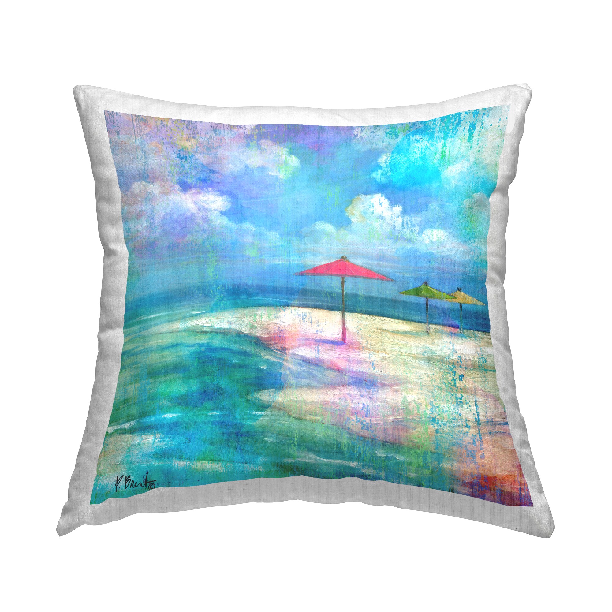 Shop Beach Coastal House Decorative Pillow 18x18 Blue, Pillows