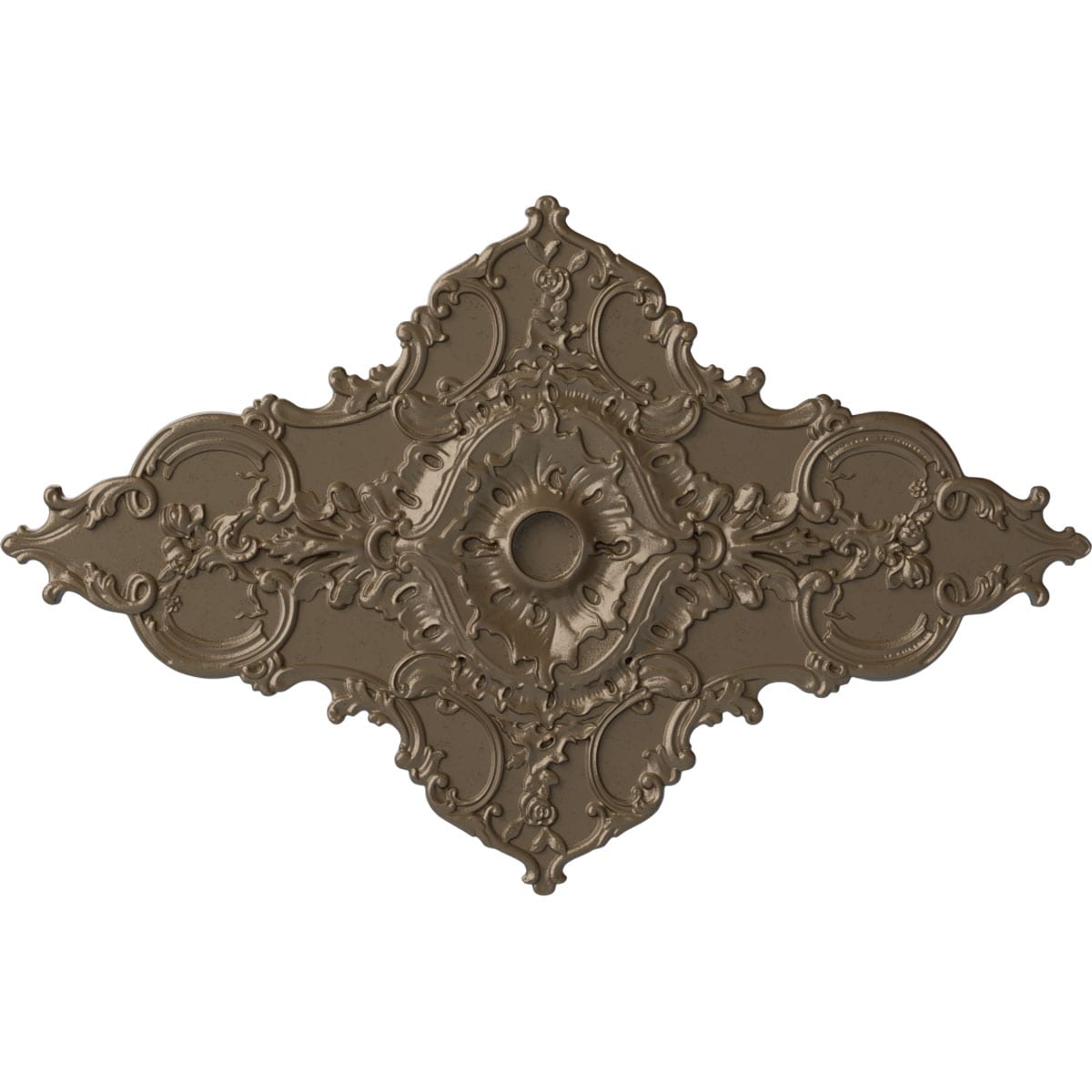Ekena Millwork CM70X43MLWSS Melchor Diamond 67.25-in W x 43.325-in L Painted Warm Silver Polyurethane Split Ceiling Medallion
