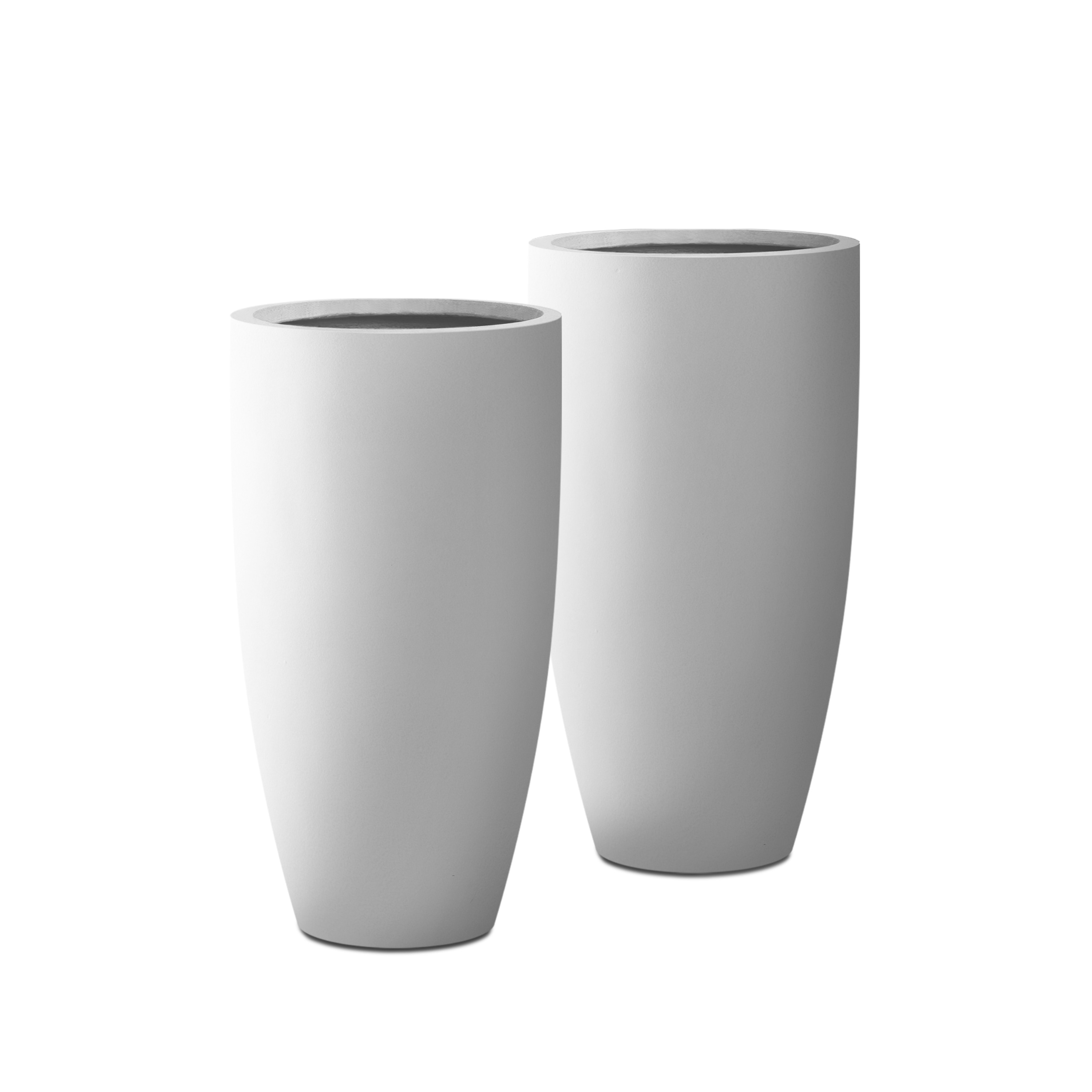 KANTE RC0099A2-C80011 2 -Pack Round 13.39-in W Medium White Concrete Contemporary/Modern Indoor/Outdoor Planter with Drainage Holes