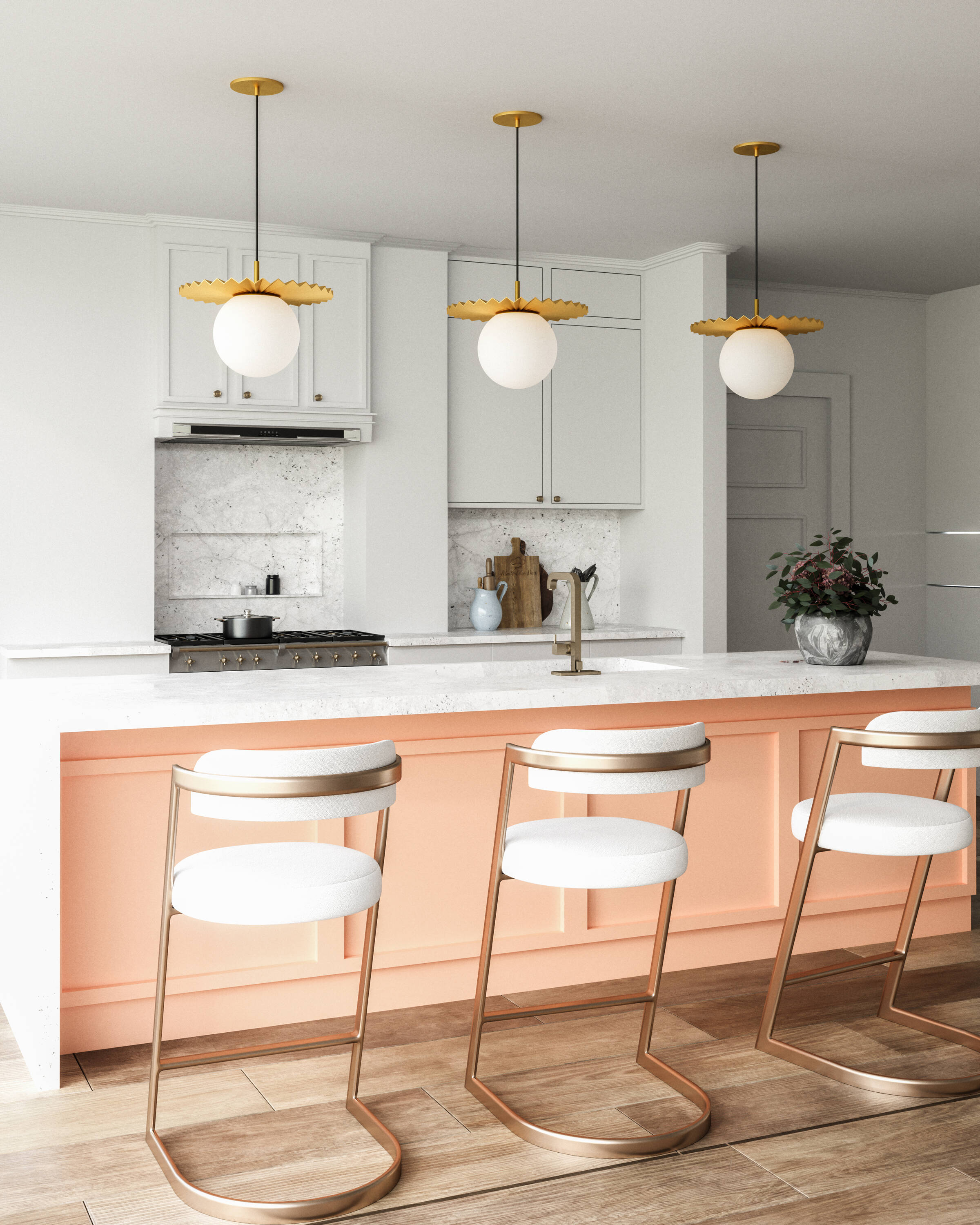Brushed Gold and Opal Matte Glass Pendant Light