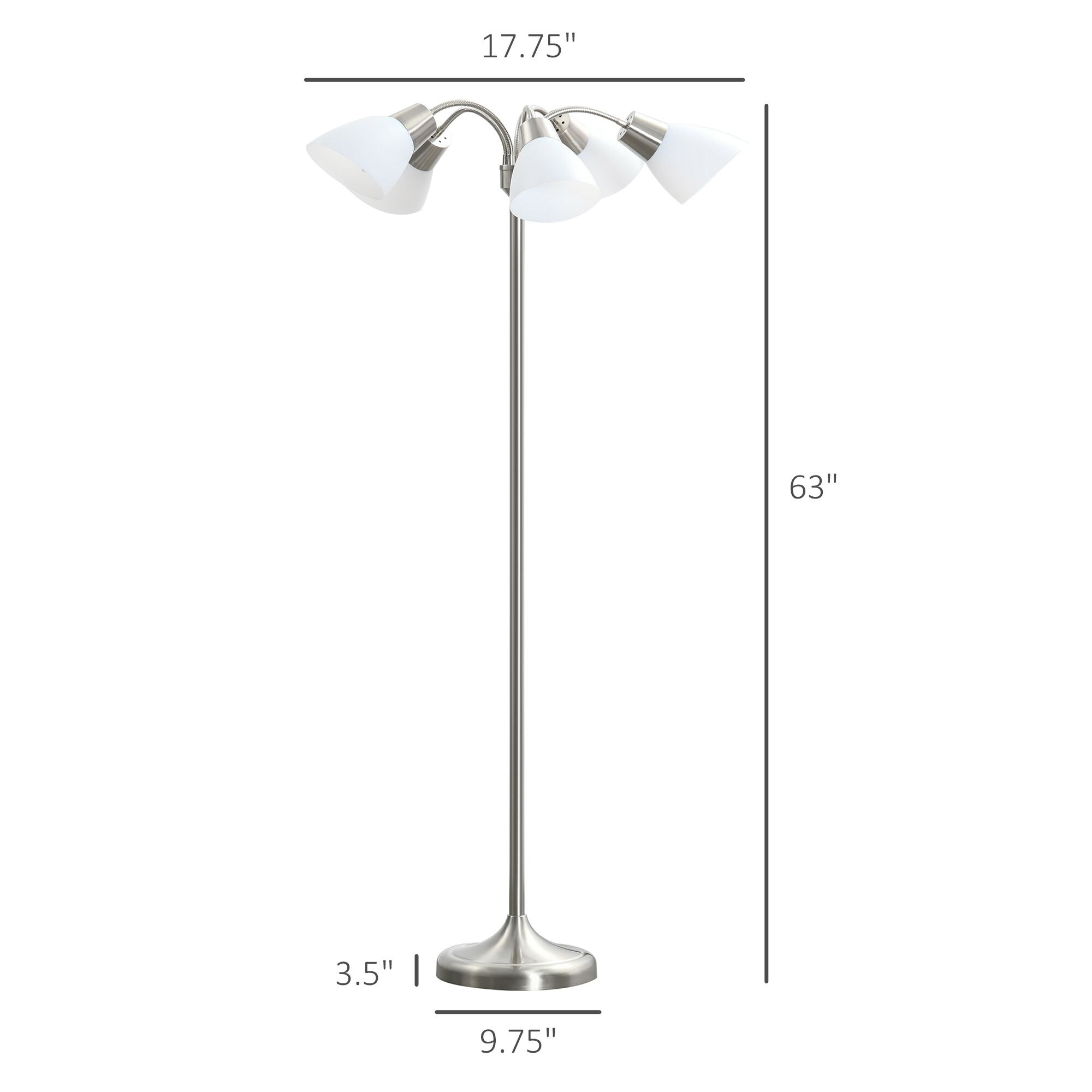 Huluwat XJ-Arc Tree Floor Lamp with 5 Adjustable Rotating Lights