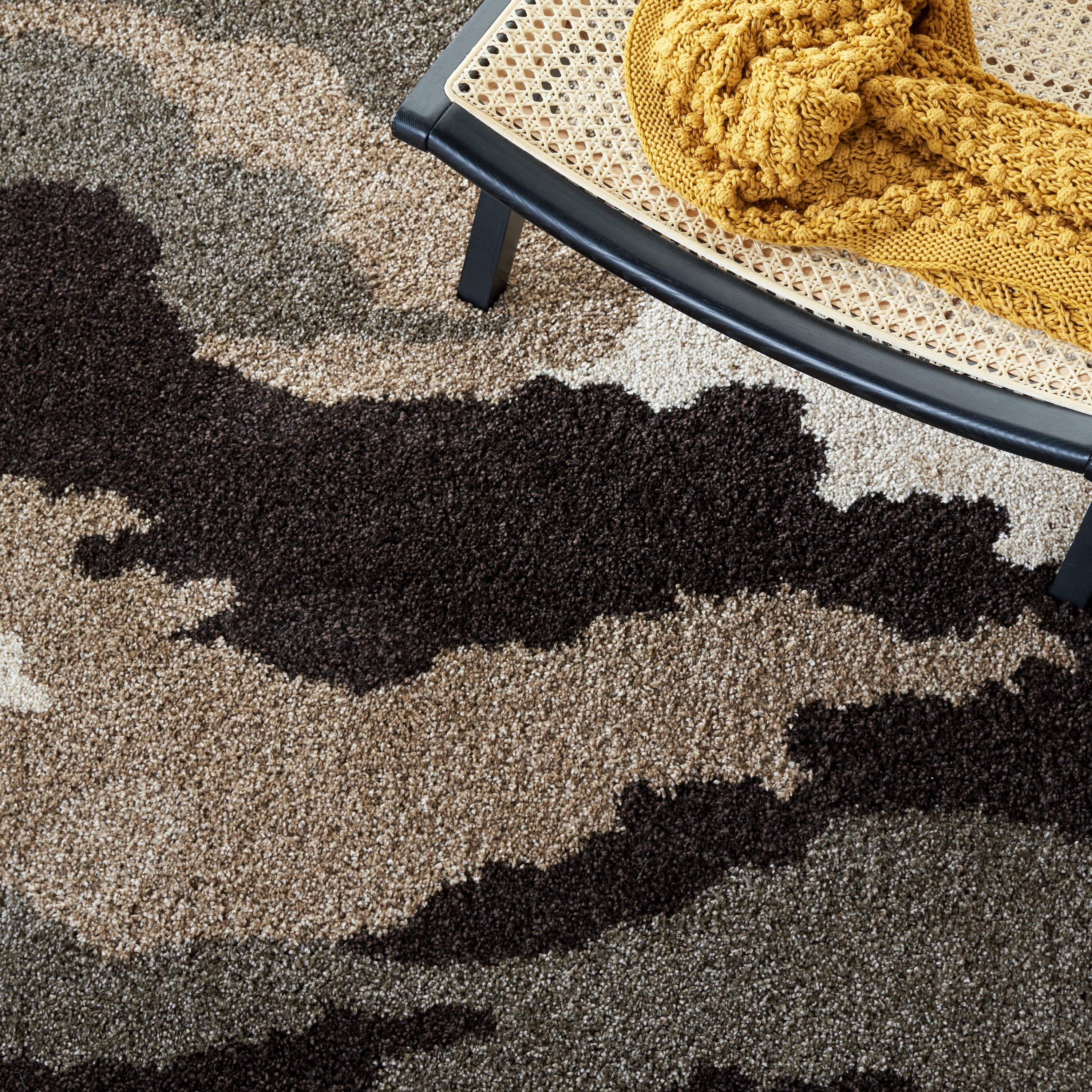 Gray and Beige Camouflage Shag 8' x 10' Area Rug