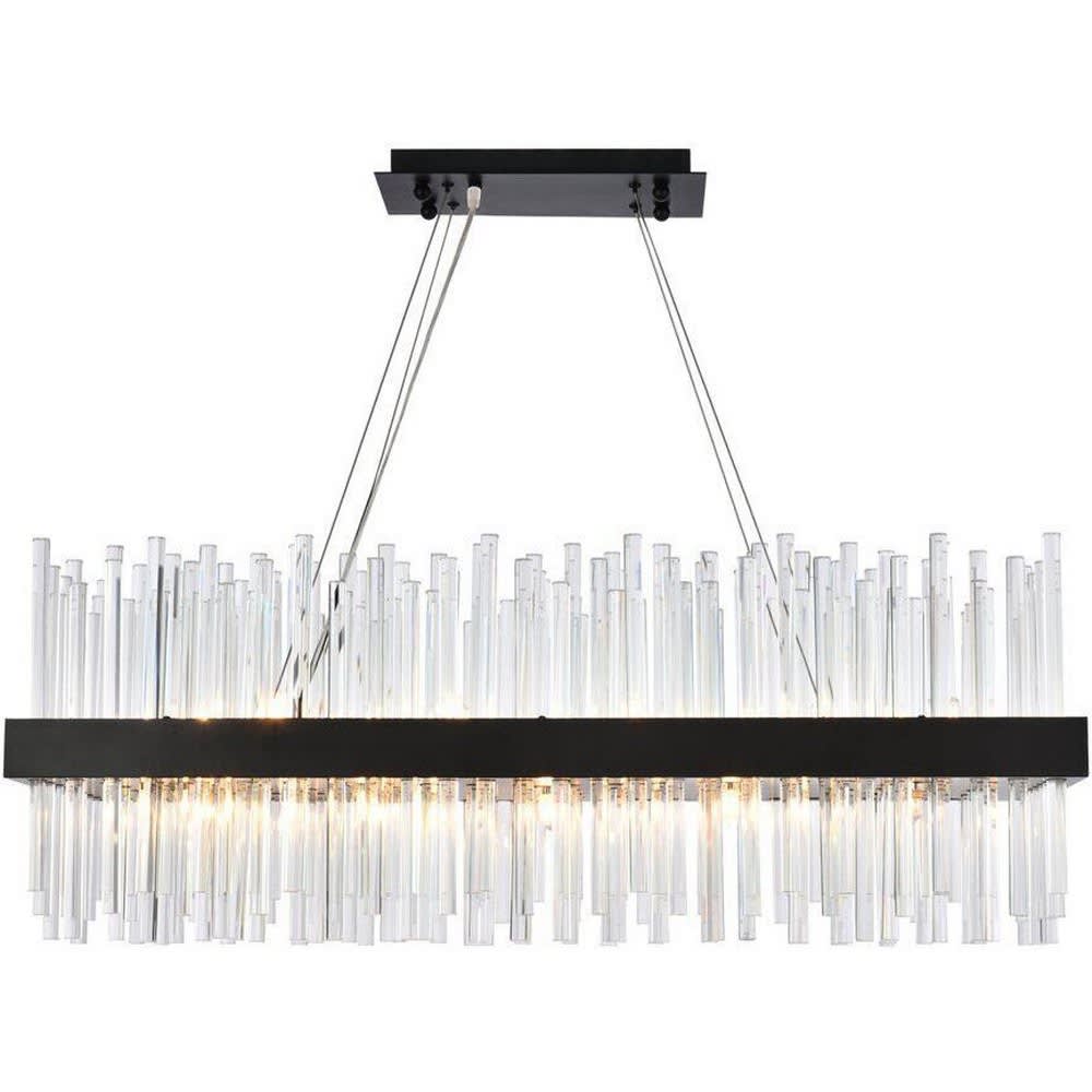 Elegant Lighting A-EL-3000G36BK Dallas 2- Light Black Modern Halogen Crystal And Iron Chandelier