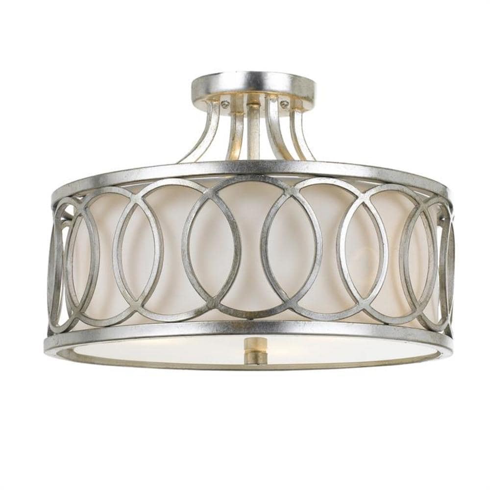 Crystorama 285-SA Graham 3 -Light 15-in Distressed Steel Semi Flush Mount Light
