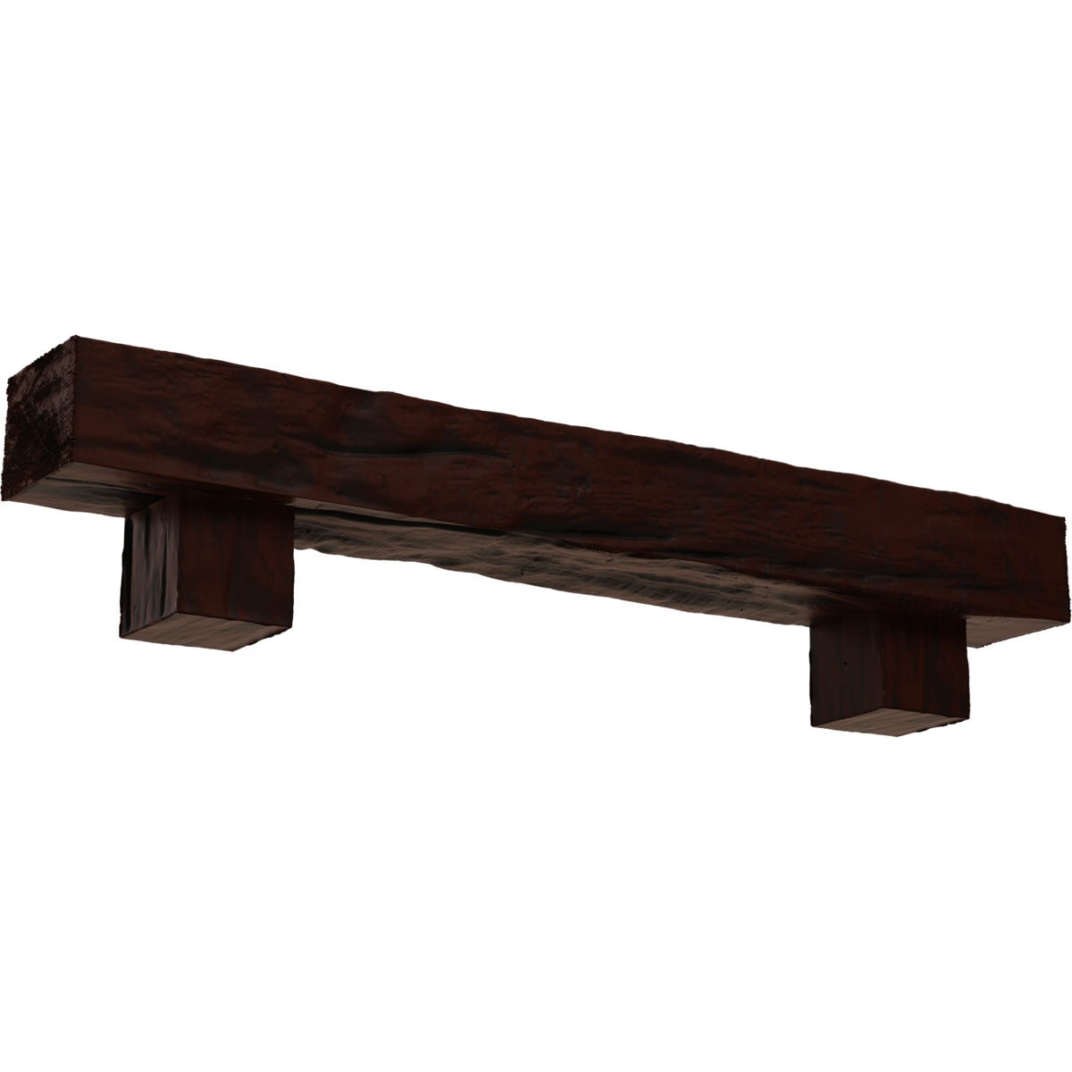 Ekena Millwork MANURW04X04X84AOPE 84-in W x 4-in H x 4-in D Pecan (Natural) Hollow Urethane Rustic Fireplace Mantel