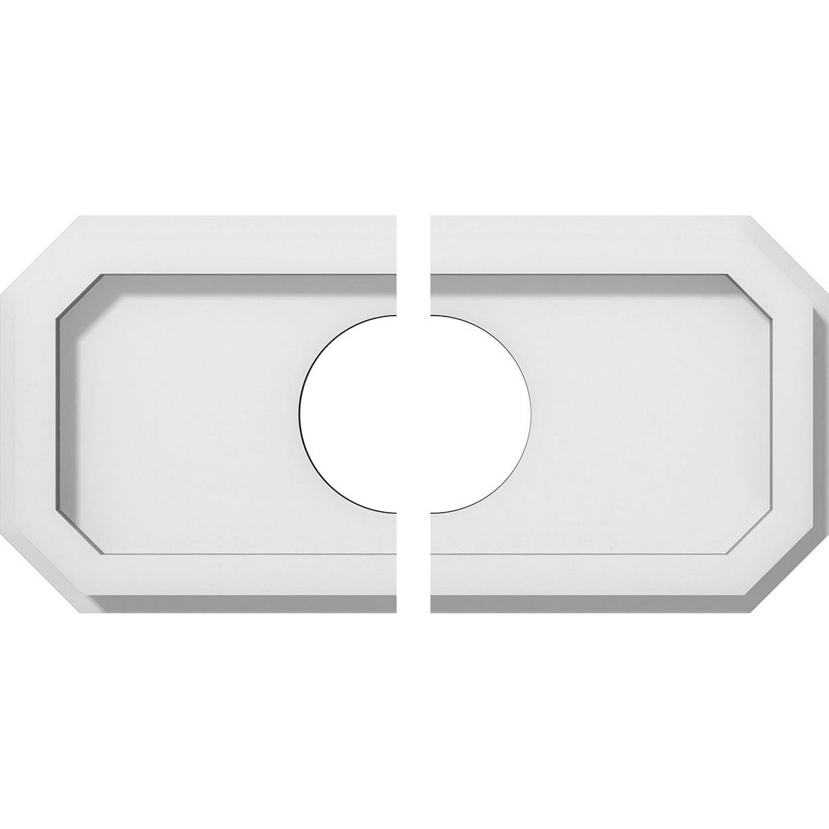 Ekena Millwork CMP12X6ED2-03000 Emerald 12-in W x 6-in L Contemporary White PVC Split Ceiling Medallion