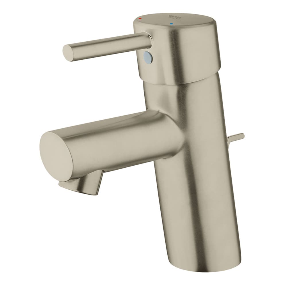 GROHE - Brushed Nickel Single hole 1-handle WaterSense Low-arc Bathroom Sink Faucet with Drain