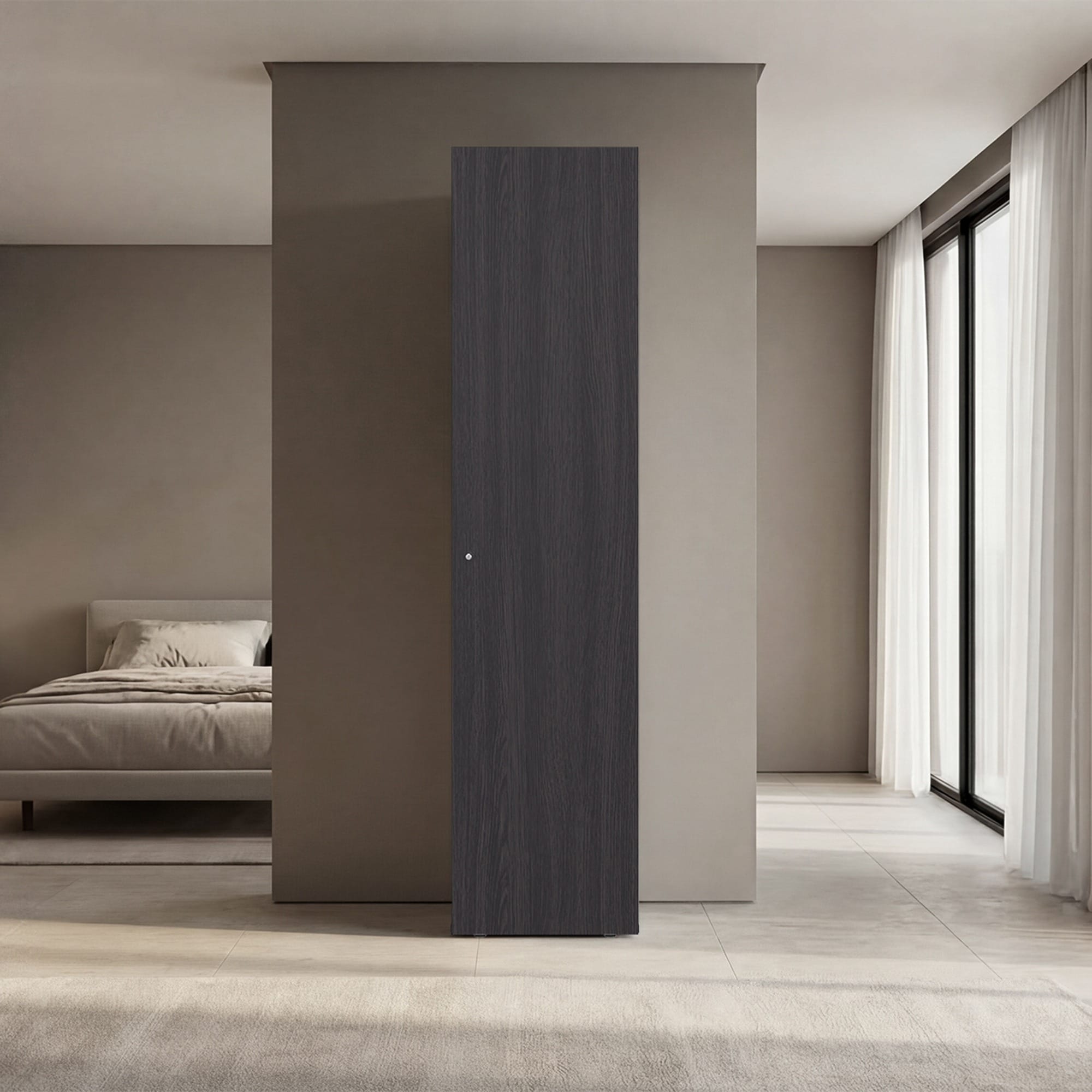 HyperDrop Cart Freestanding Single-Door Tall Bathroom Linen Storage Cabinet with 4 Shelves for Laundry Room