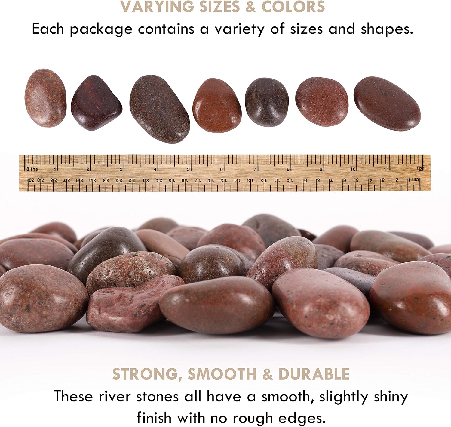 EFCUT 5 lbs Approx. 45 River Rocks Pebbles for Plants Natural ...