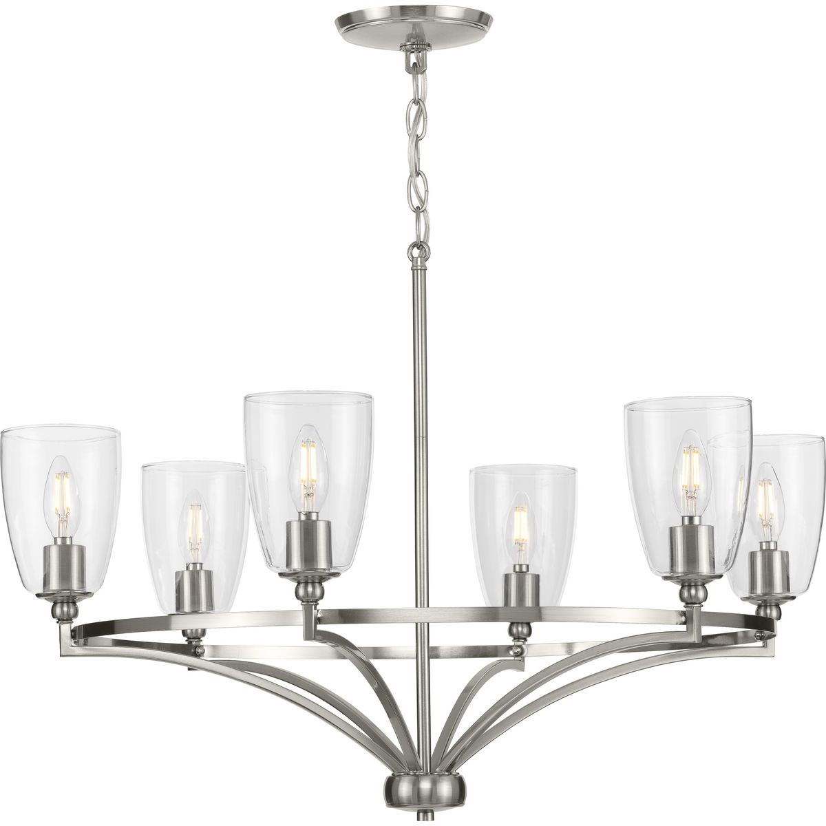 Progress Lighting P400297-009 Parkhurst 6 -Light Brushed Gray Transitional For Use in Bedrooms, Dining Rooms, Foyers, Kitchens, Living Rooms Chandelier