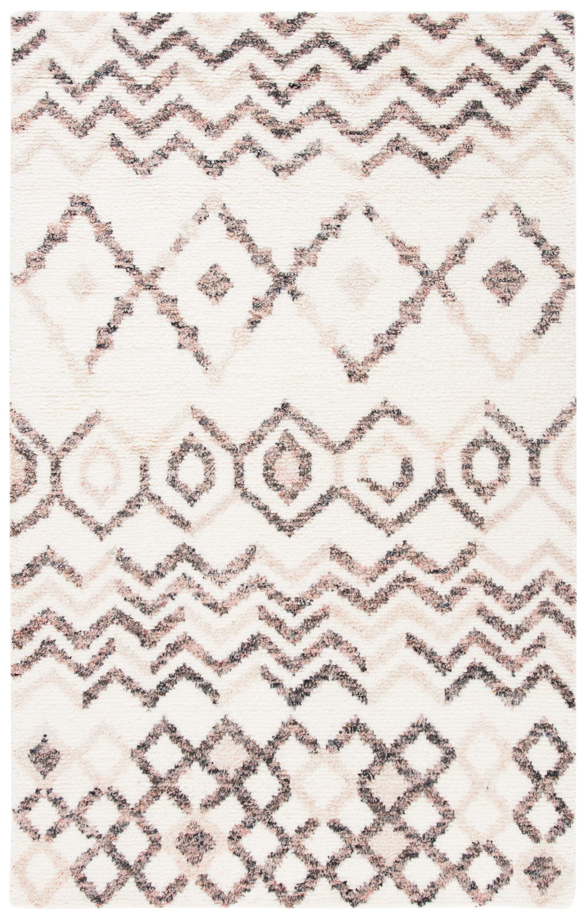 Ivory Hand-Knotted Wool Shag Area Rug, 4' x 6'