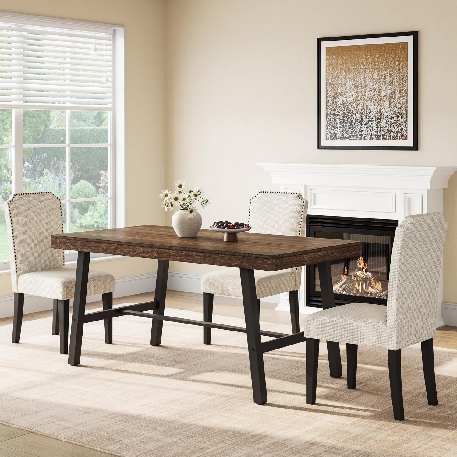 GAOMON Industrial Dining Table for 2-4 55in Heavy Duty Rectangular ...