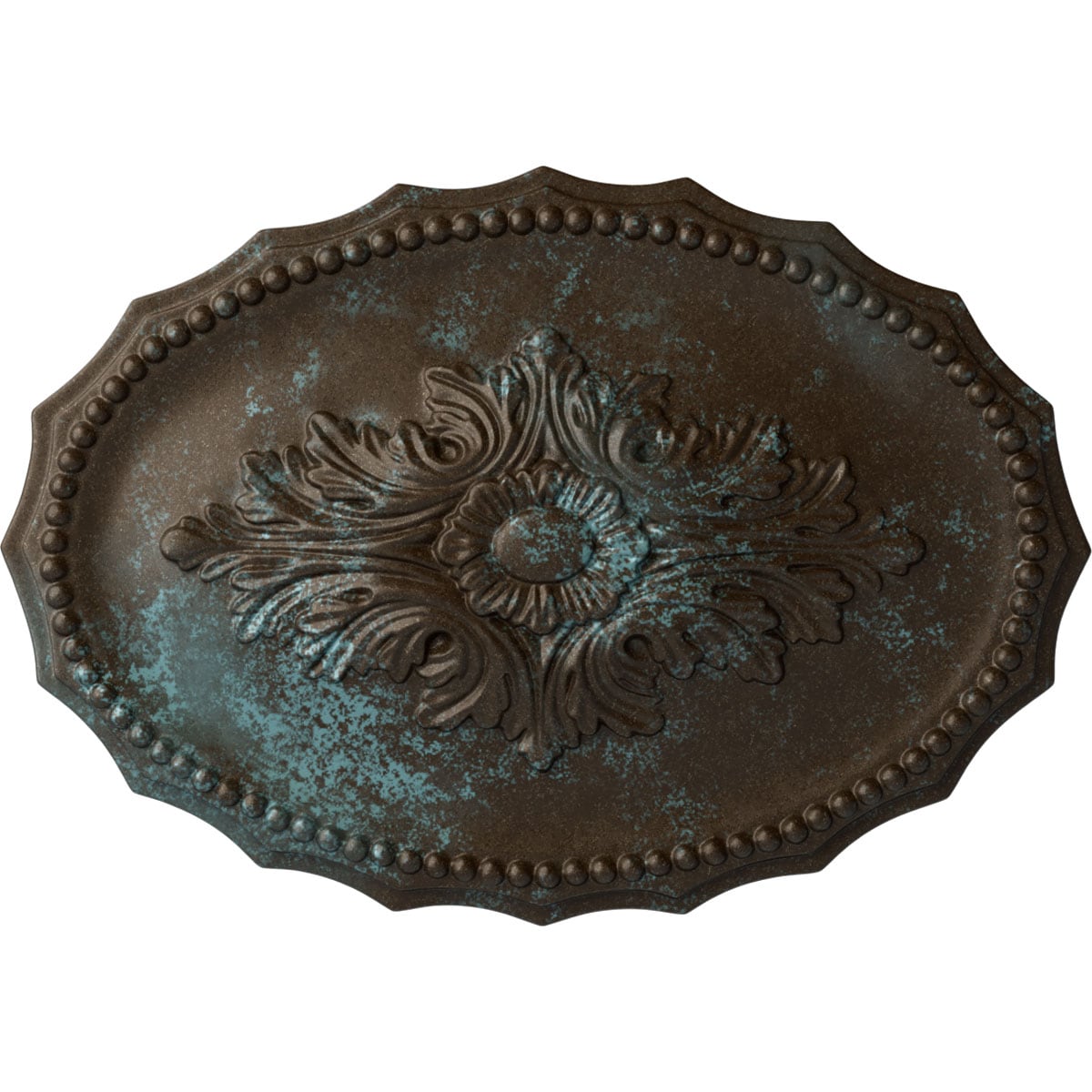 Ekena Millwork CM16OXBBS Oxford 11.75-in W x 16.5-in L Painted Bronze Blue Patina Polyurethane Whole Ceiling Medallion