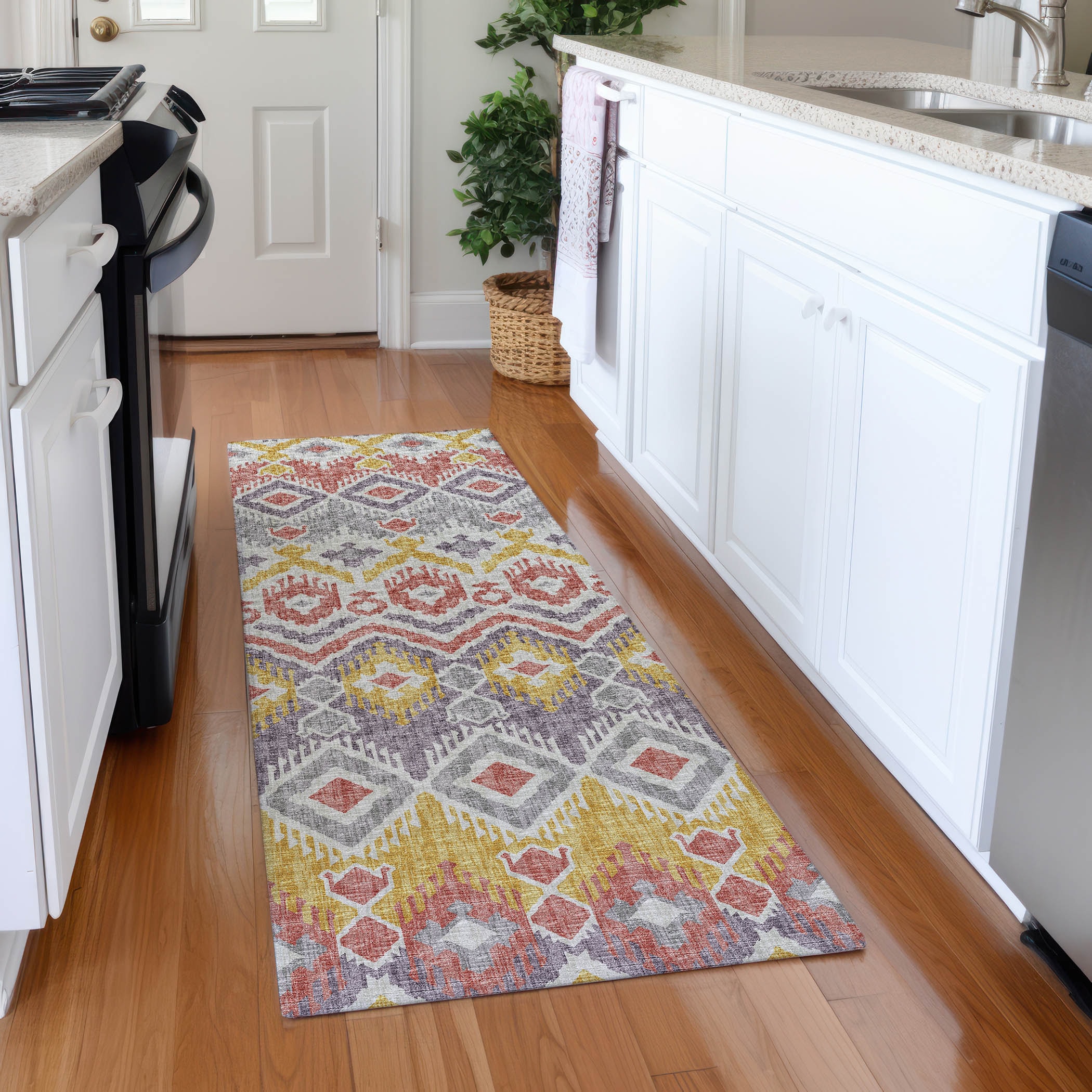 Addison Rugs AMF108PR2X8 Mayfield AMF108PR 2 x 7 (ft) Loomed Polyester Purple Rectangular Indoor Abstract Machine washable Runner rug