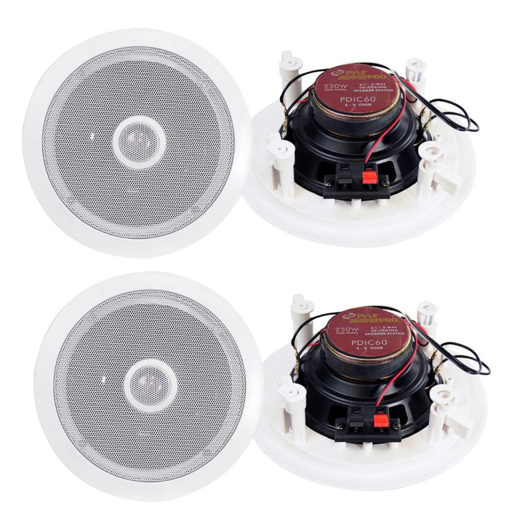 Pyle 9.05-in 250-Watt Set of 2 Indoor In-Ceiling Speaker in the