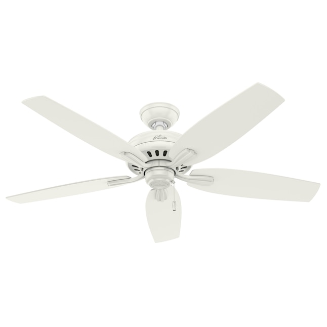 Hunter Newsome 52 In Fresh White Indoor Outdoor Downrod Or Flush Mount Ceiling Fan 5 Blade The Fans Department At Com - 52 White Ceiling Fans Without Lights
