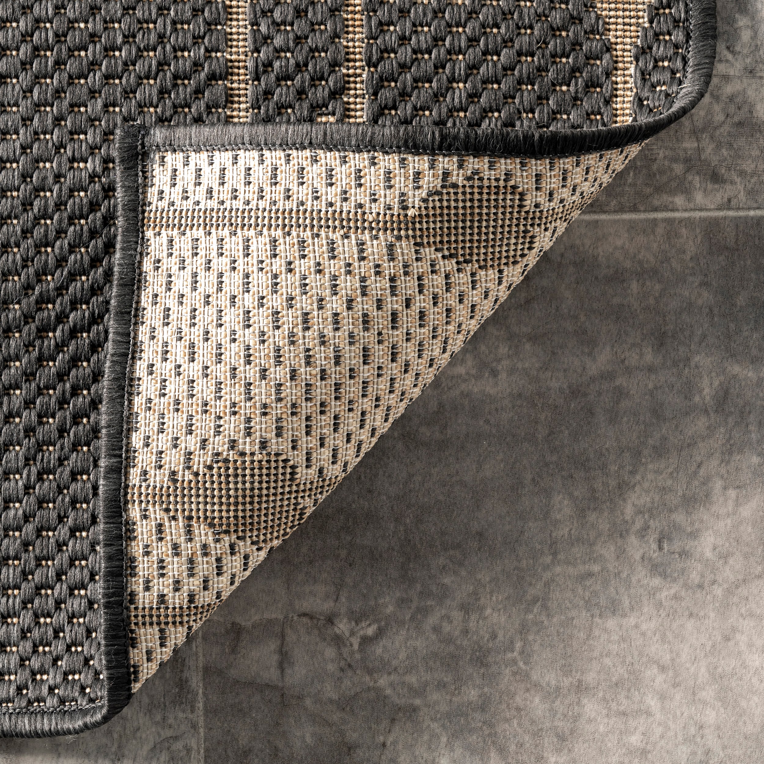Charcoal Synthetic Reversible Rectangular Indoor/Outdoor Rug