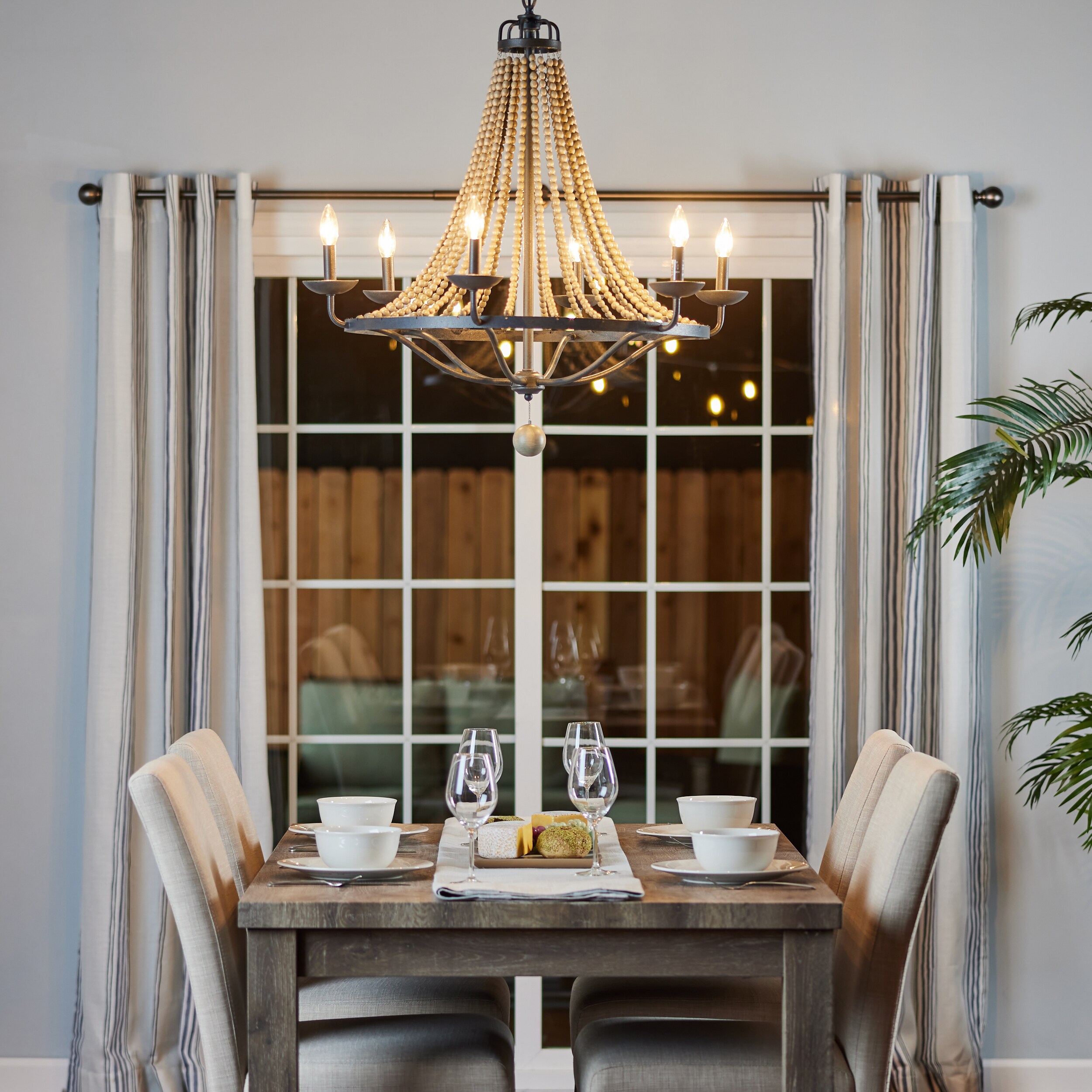 Nori 6-Light Dark Weathered Zinc and Driftwood Grey Chandelier