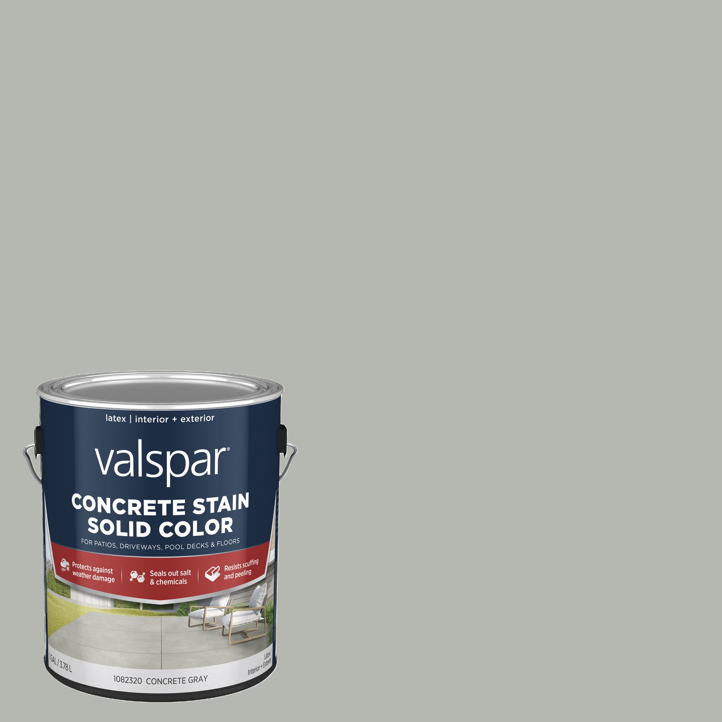 Valspar 024.1082320.007 Concrete Gray Water-based Flat Ready-to-use Concrete stain ( 1-gallon )