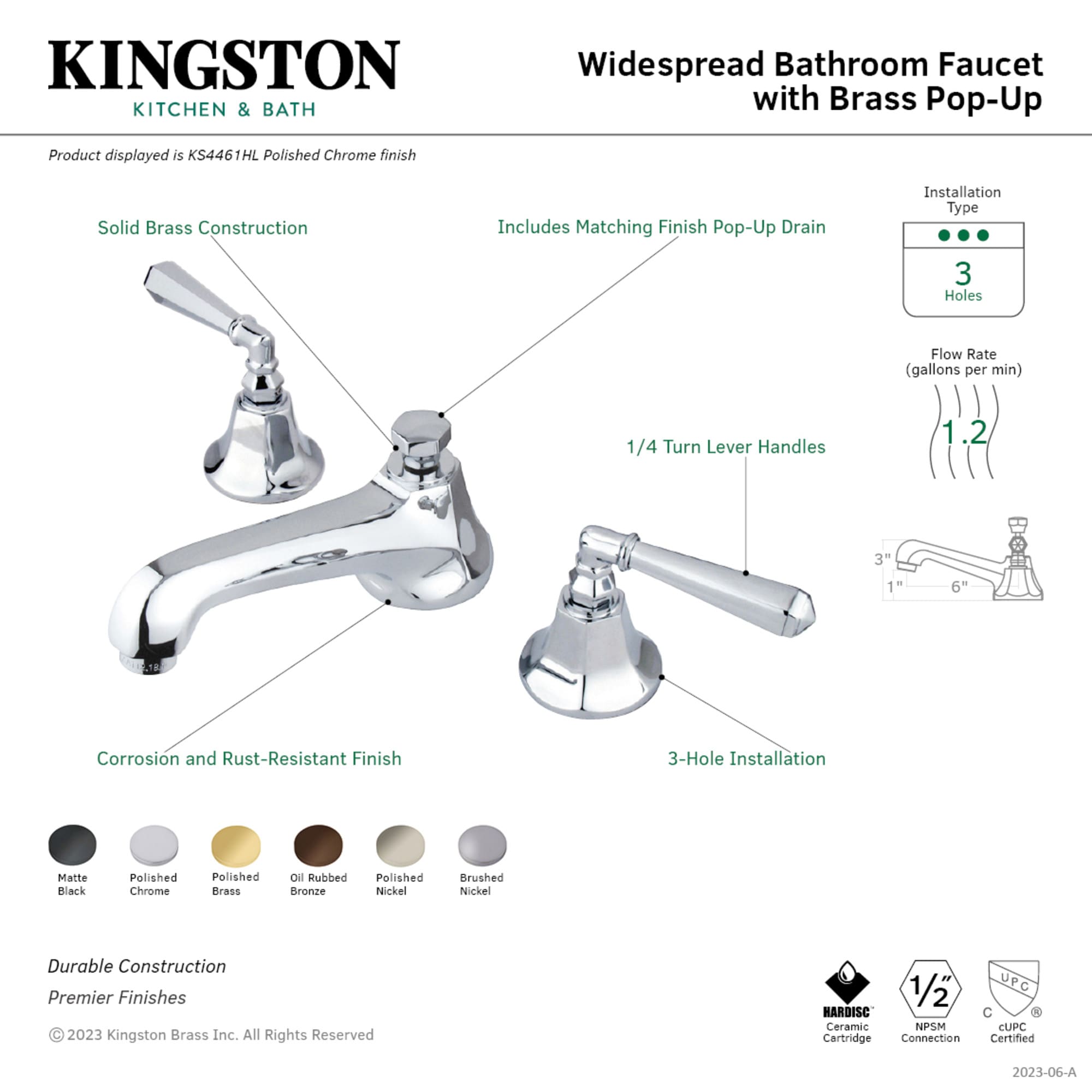 Kingston Brass WLKS4462HL Lavatory-Faucets - View #2