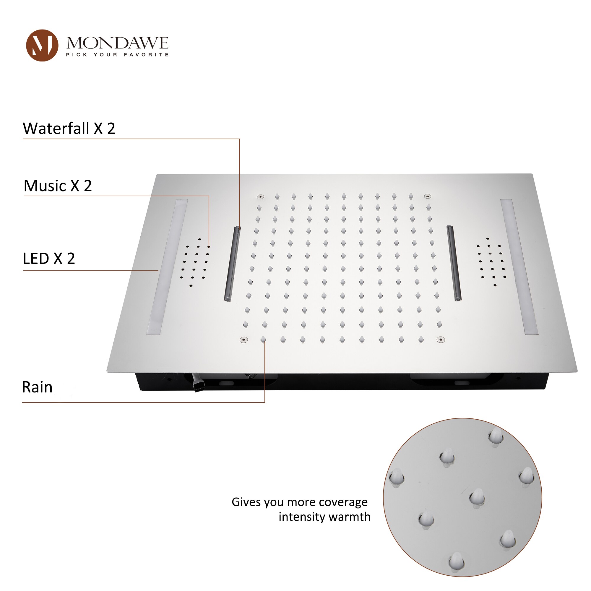 Mondawe WF6345-23CH Showerhead-Bar-Panels - View #7
