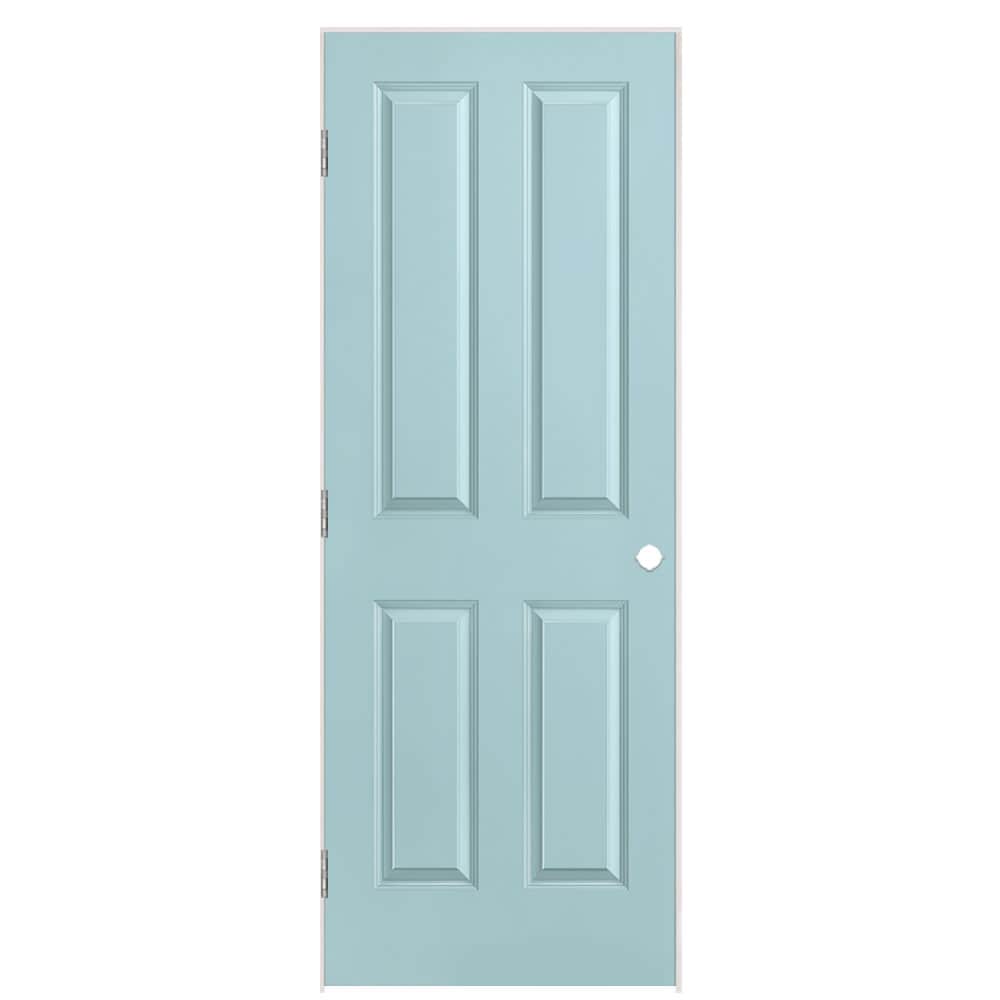 Masonite 1316522 30-in x 80-in Sea Mist Solid core 4 panel square Right hand Smooth Prefinished Molded composite Flat Jamb Single Prehung Interior Door