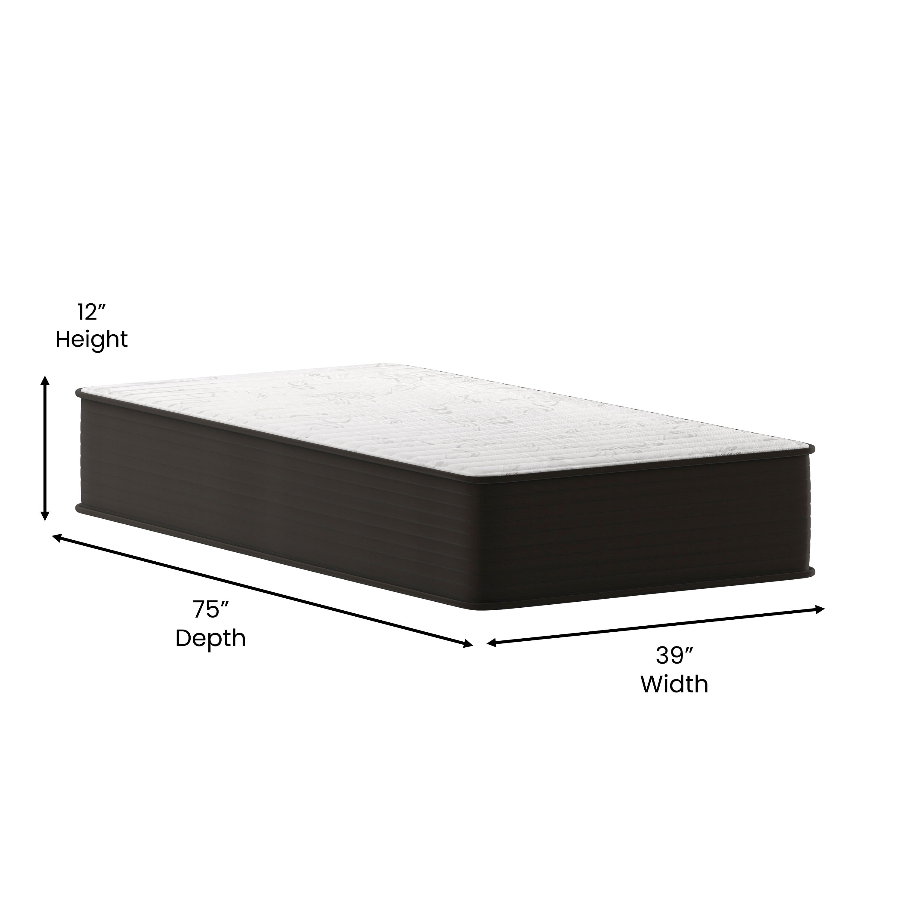 Flash Furniture 12" Twin Eurotop Innerspring Mattress with Adjustable Bed Compatibility