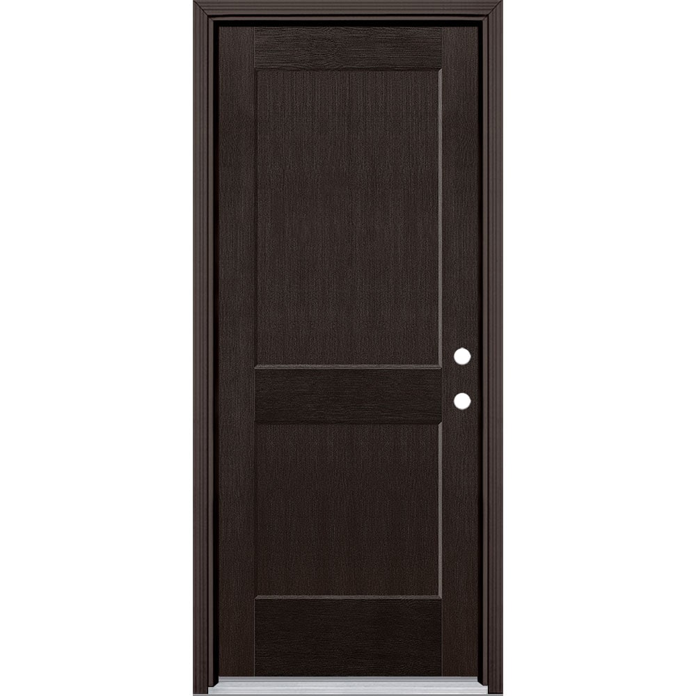 Masonite 5204068 Logan 32-in x 80-in x 4-9/16-in Fiberglass No glass Left-hand inswing Walnut Stained Prehung Front Door with Brickmould Insulating core