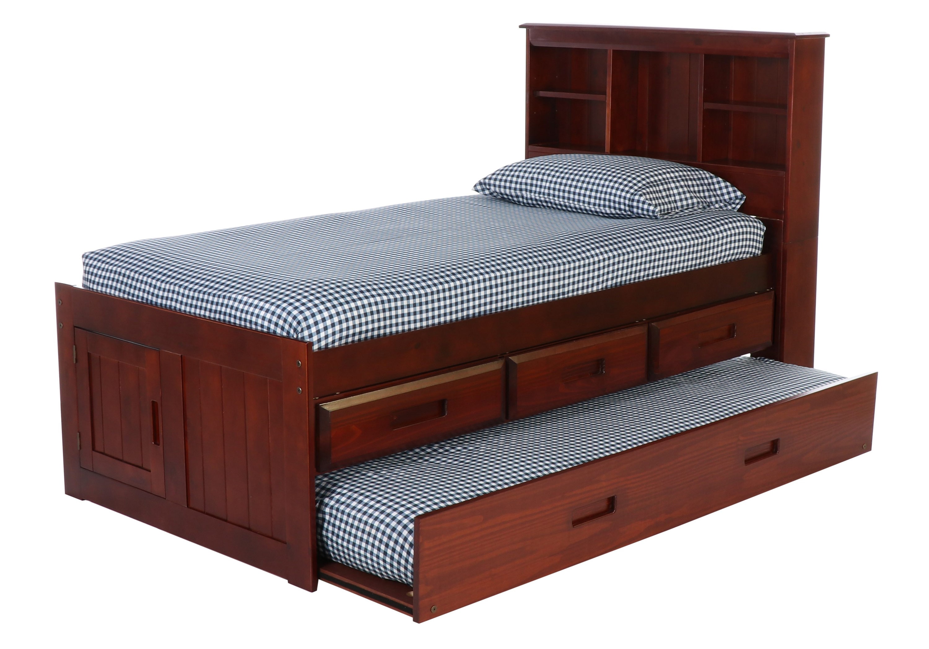 OSHOME 82820K3-22 Rich Merlot Twin Wood Captain Bed with Storage