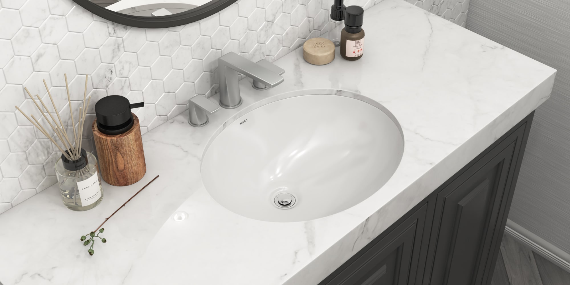 16.5-in. W CSA Oval Undermount Sink Set in White - Chrome Hardware - Overflow Drain Incl.