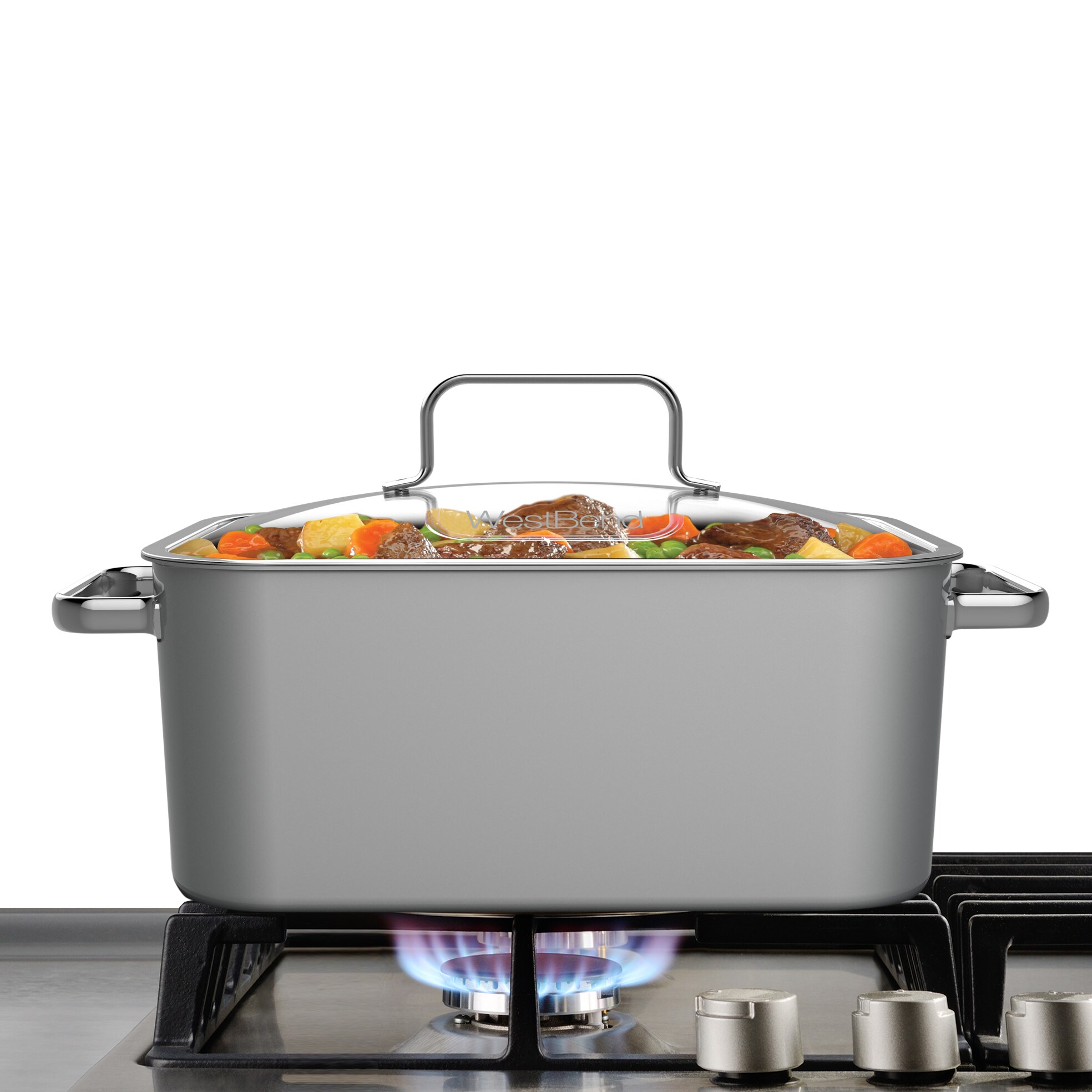 Lock in Place West Bend Stainless Steel 5 Qt. Versatility Cooker