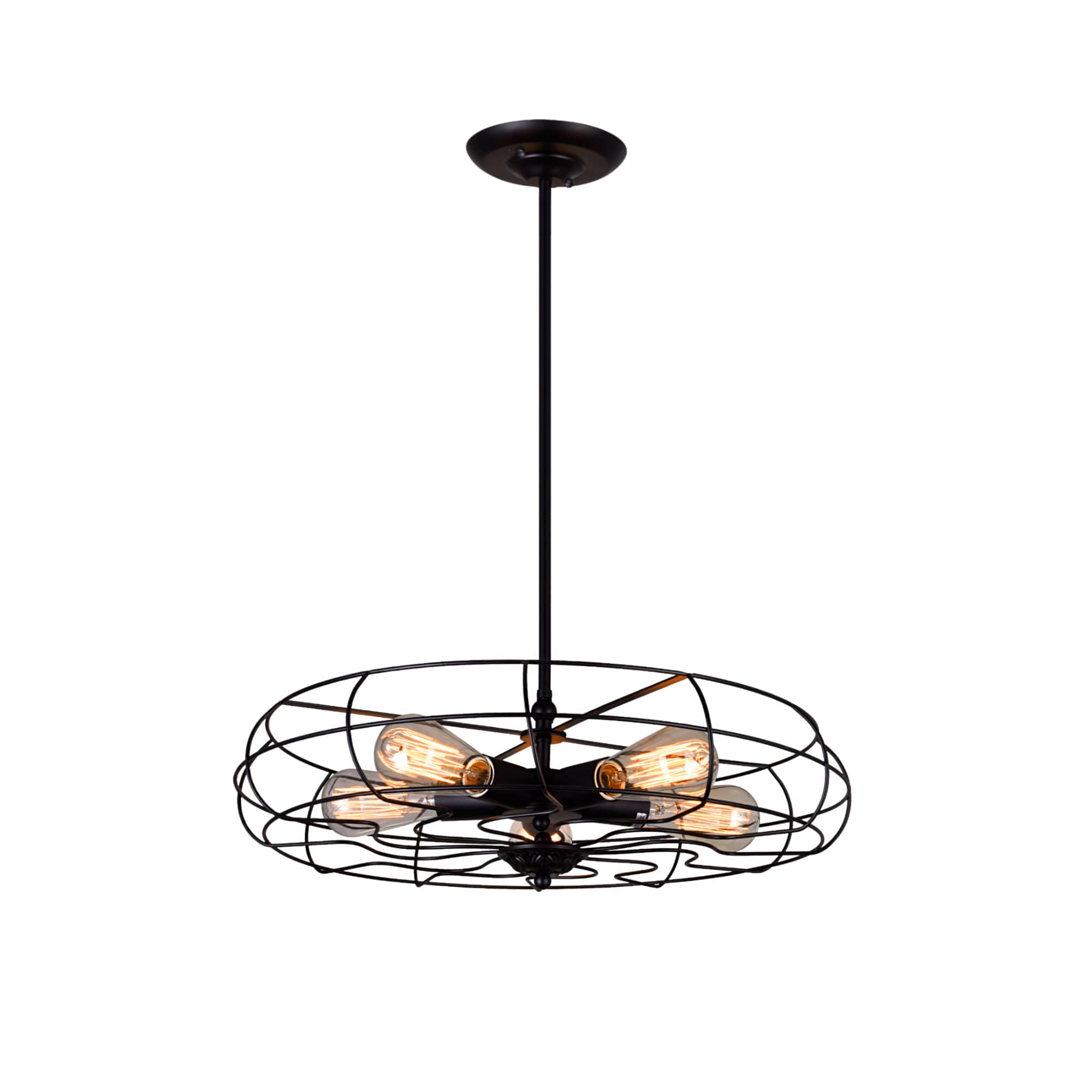 CWI Lighting 9606P18-5-101 Pamela 5 -Light Black Rustic Geometric Medium Hanging Pendant light