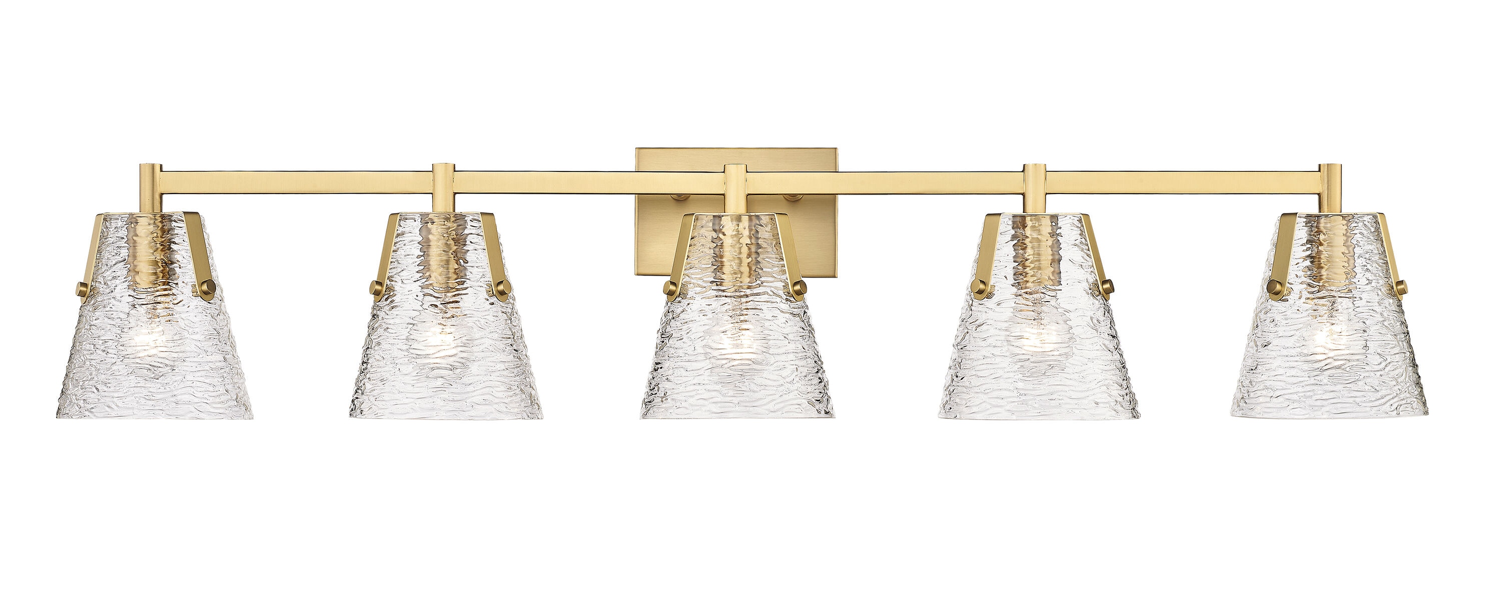 Analia Modern Gold 5-Light Vanity with Clear Ribbed Glass Shades