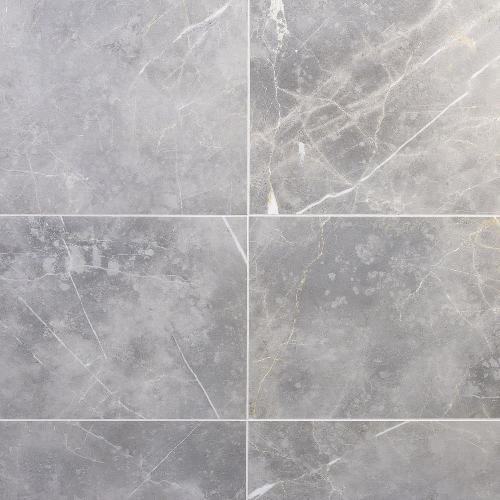 Grace 12" x 24" Matte Gray Porcelain Marble Look Tile