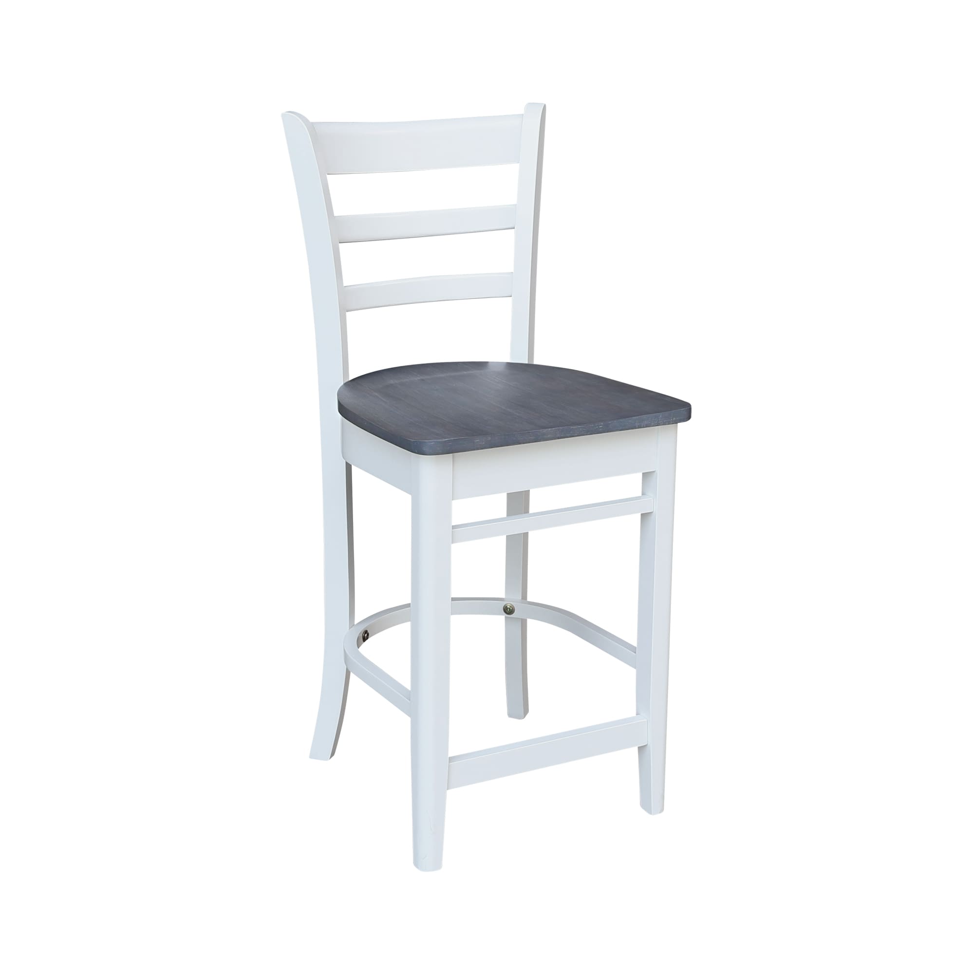 Emily 24" Solid Parawood Counterheight Stool in Hickory/Washed Coal