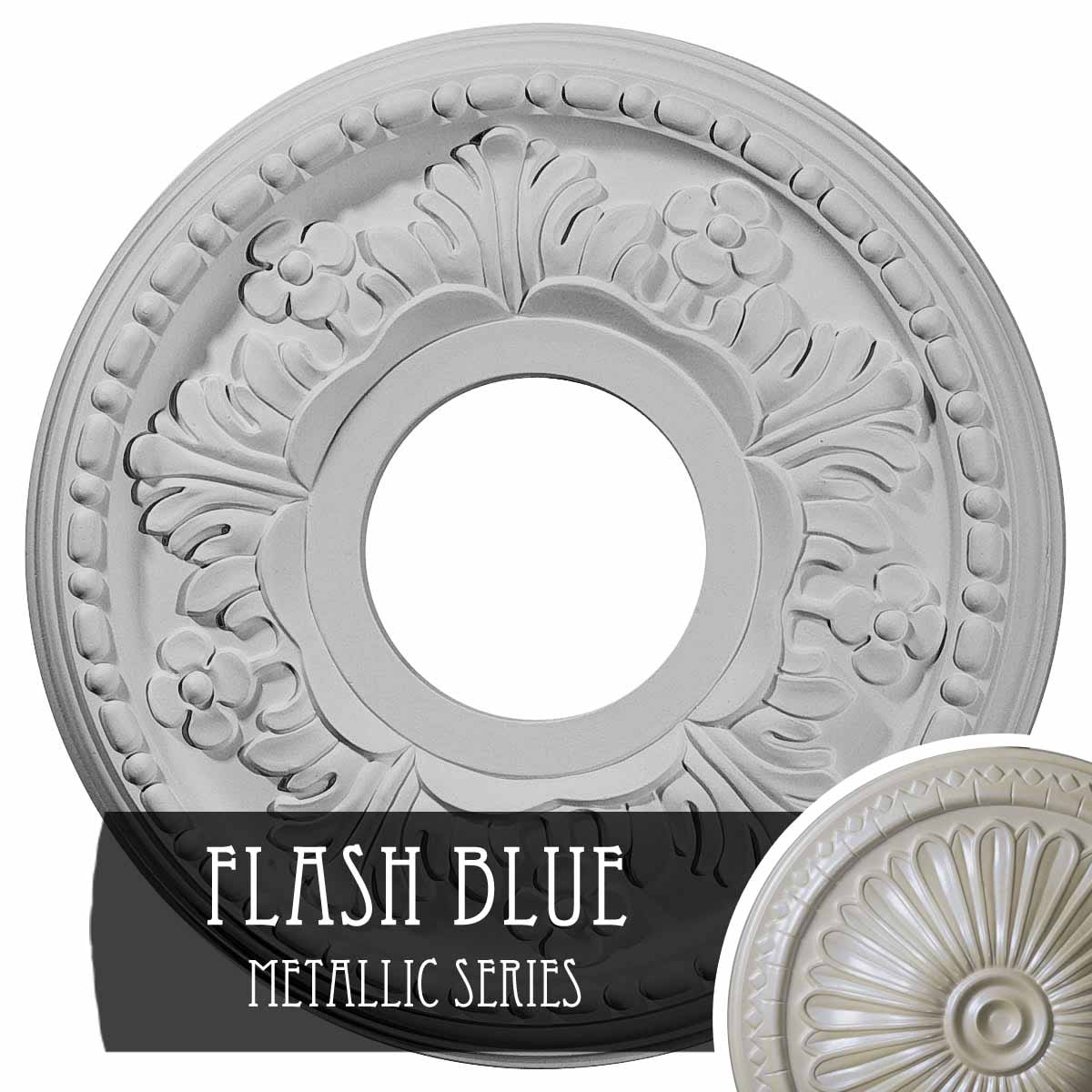 Ekena Millwork CM11HEFBS Helene 11.875-in W x 11.875-in L Painted Flash Blue Polyurethane Whole Ceiling Medallion