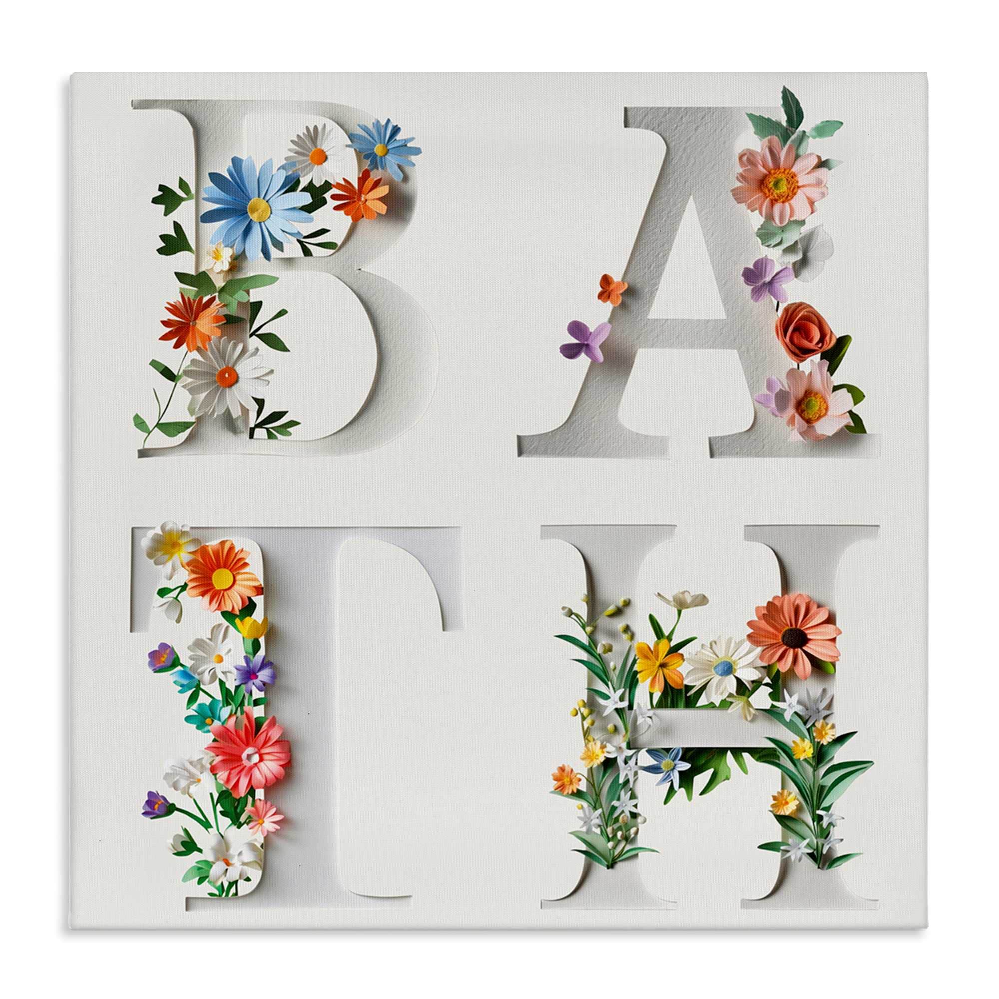 Stupell Industries BT-969-CN-36X36 Floral Bath Typography Canvas Wall Art By Susan Arnot 36 x 36