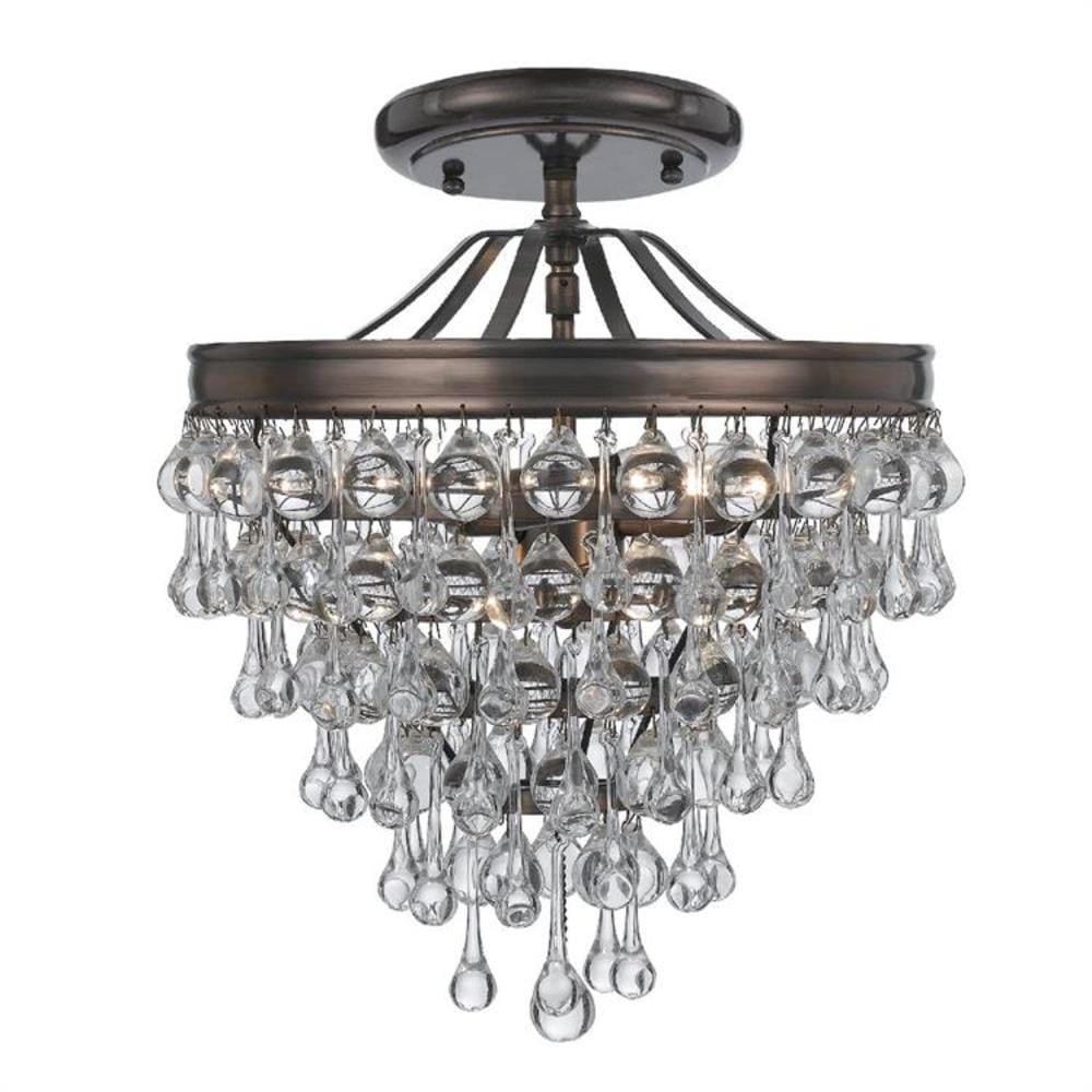 Crystorama Calypso 3-Light 13-in Polished Bronze Semi Flush Mount Light ...