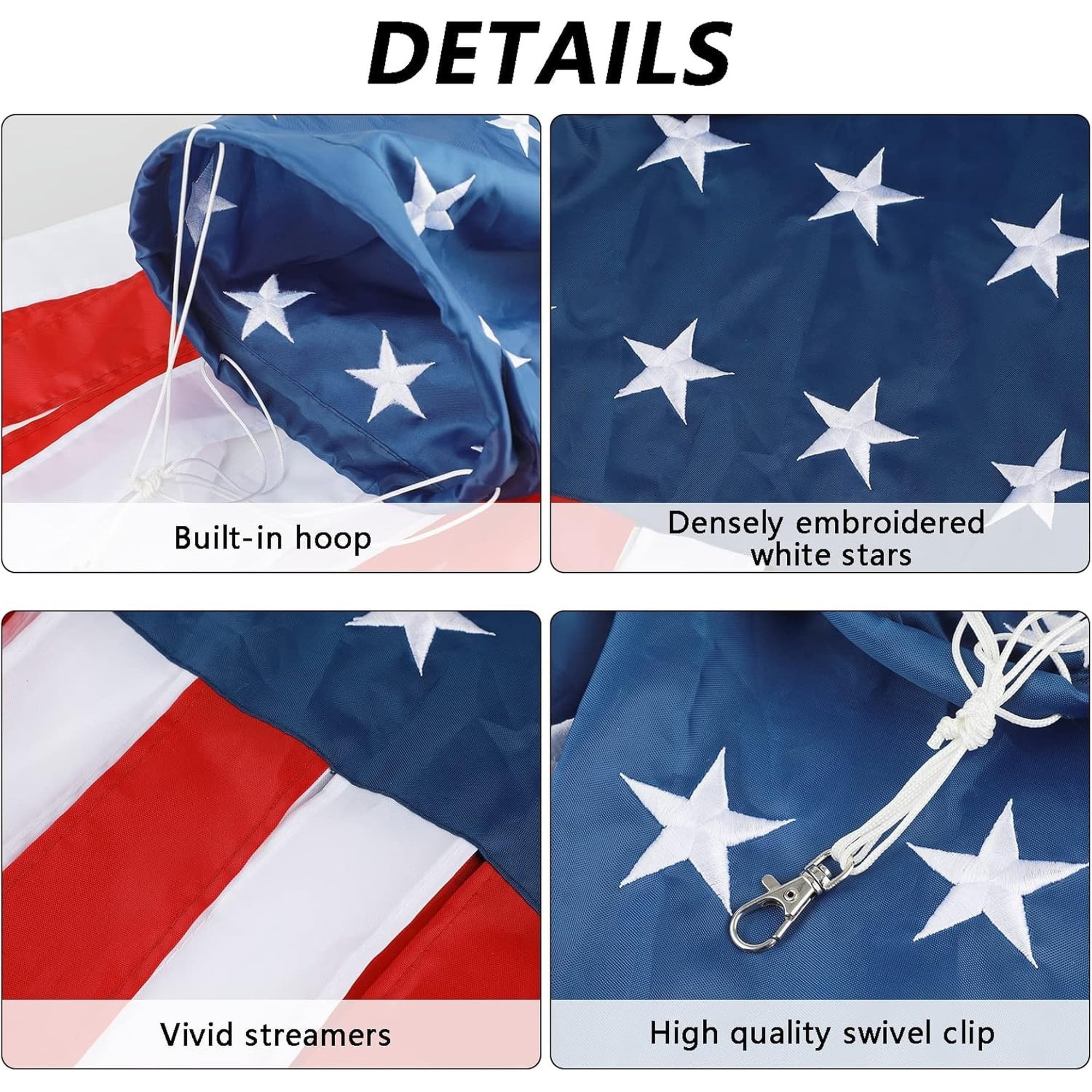 Numhew 40in L 1-Piece UV Resistant Red White Blue US Flag Windsock