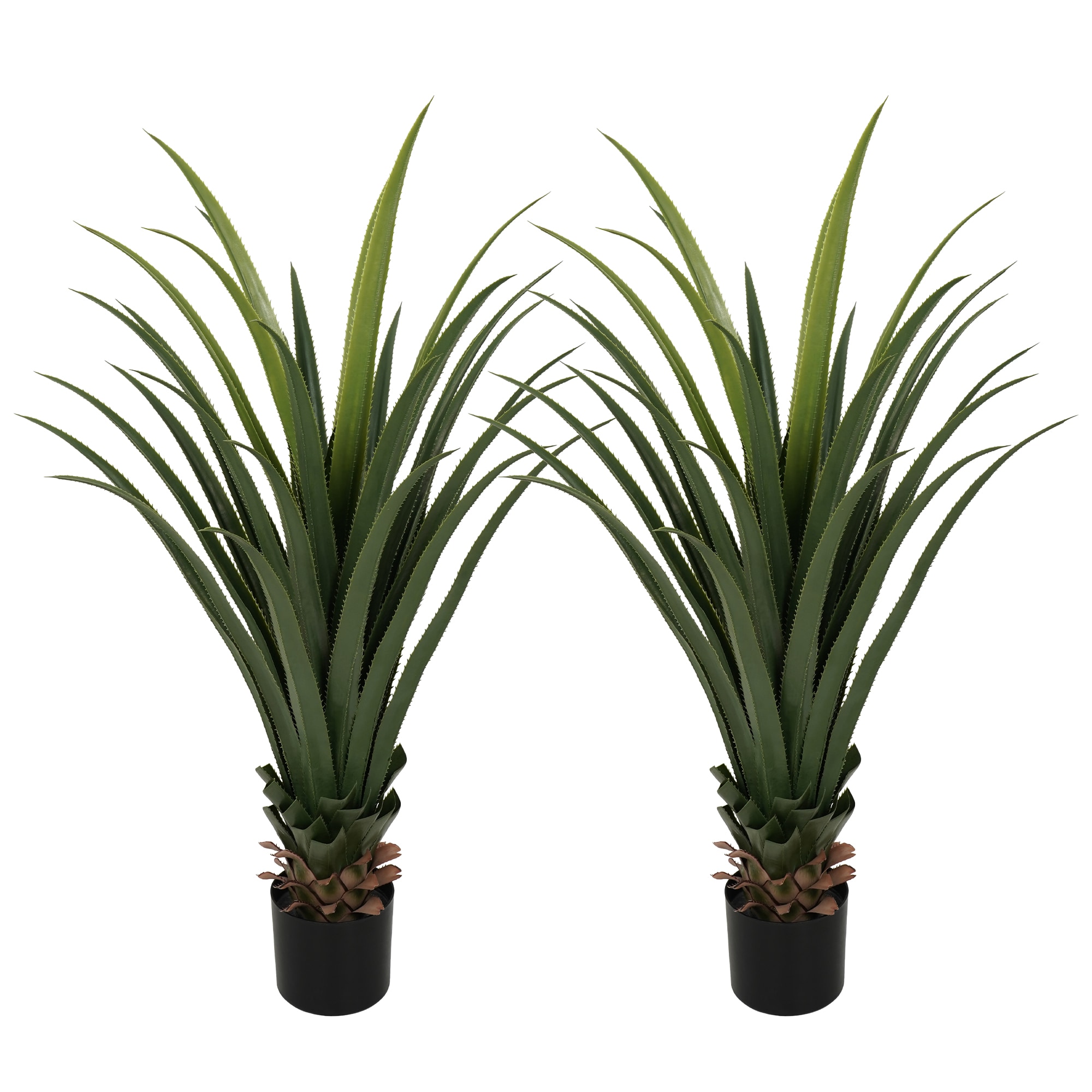 Vitalismo 48-in Green Indoor/Outdoor Floor Agave Artificial Plant in Black Pot 2 Pack Faux Succulent Plant UV Resistant No Maintenance for Patio Porch Entryway Home Decor