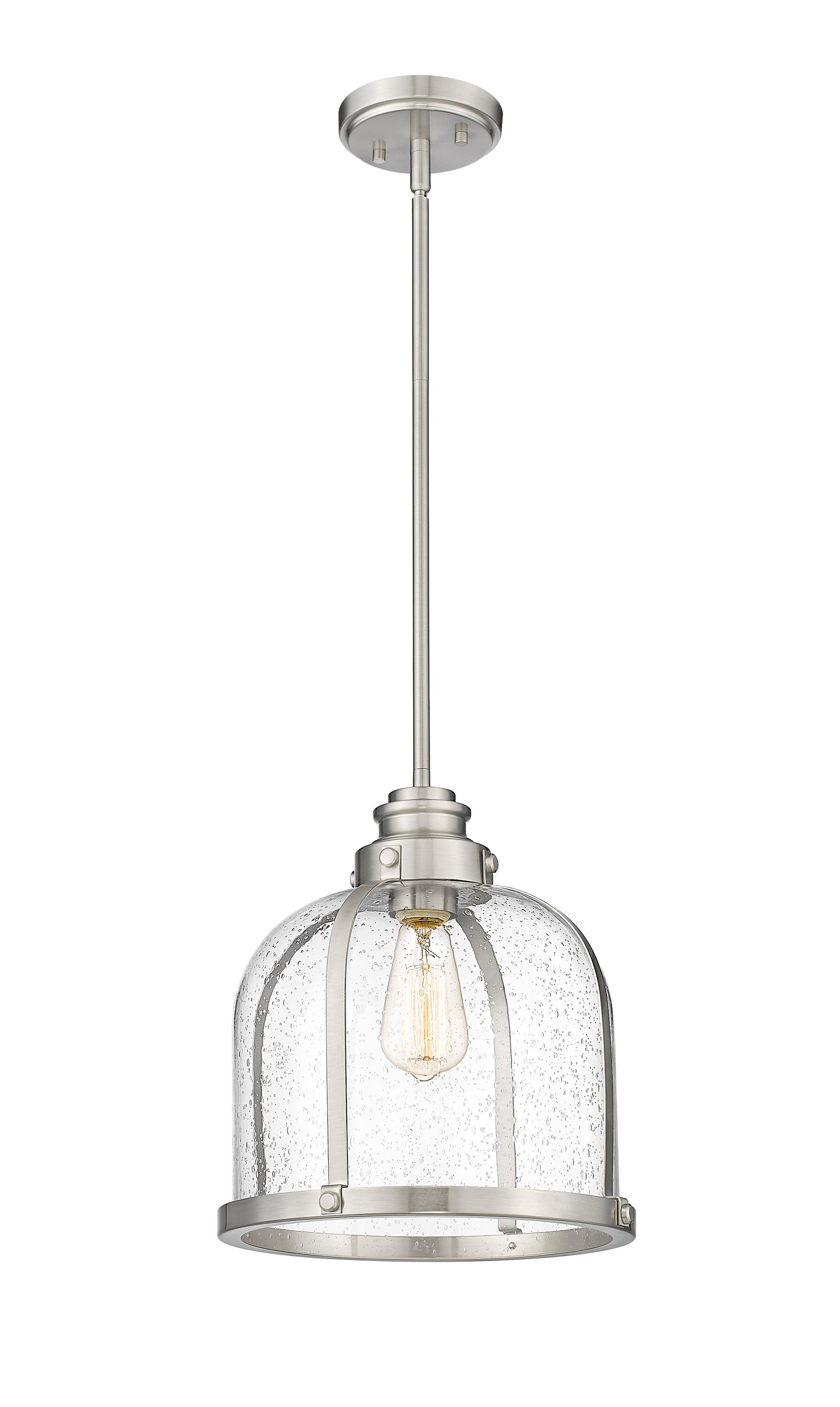 Z-Lite Burren Brushed Nickel Traditional Seeded Glass Dome Hanging ...