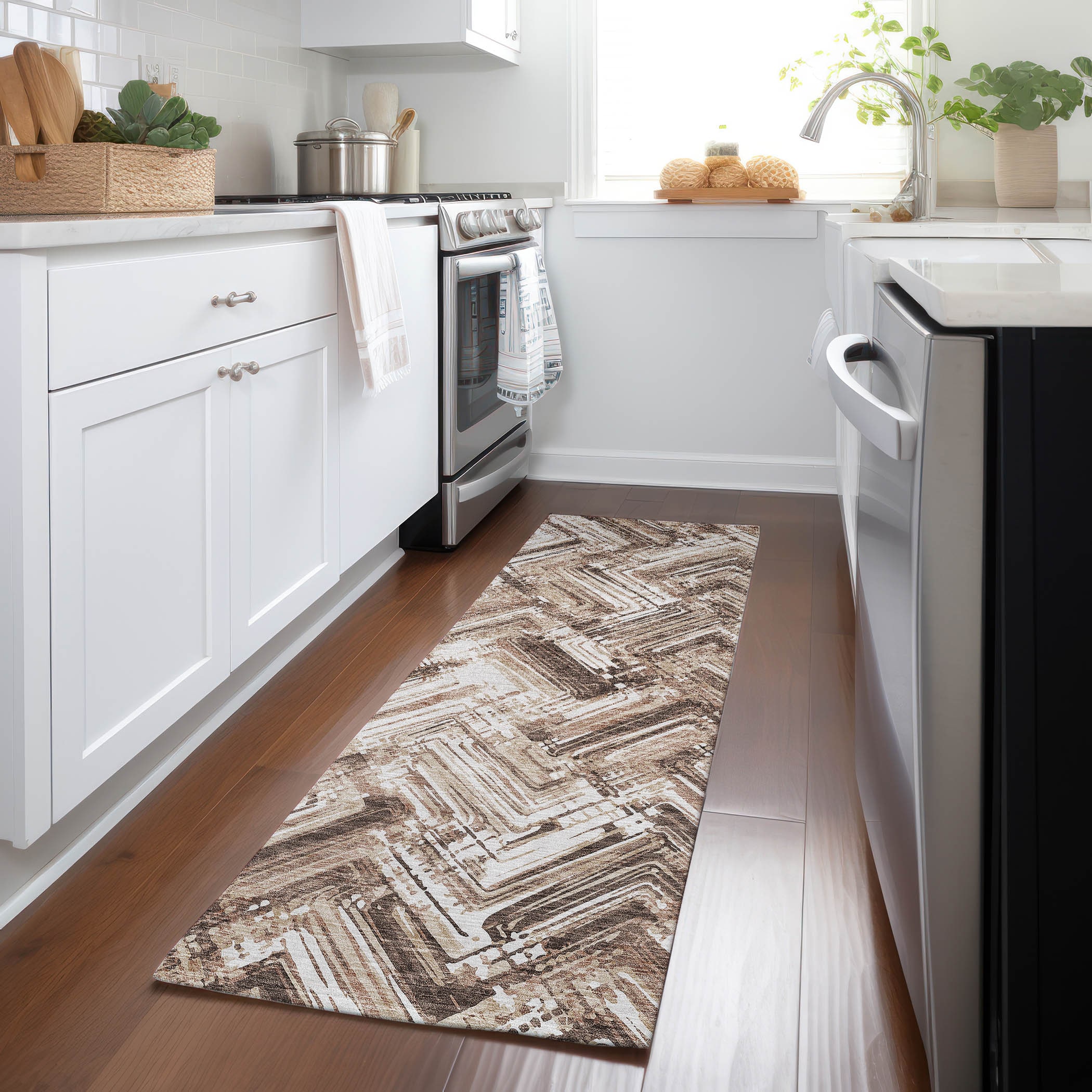 Addison Rugs ACN630BR2X8 Chantille ACN630BR 2 x 7 (ft) Polyester Brown Rectangular Indoor/Outdoor Geometric Machine washable Runner rug