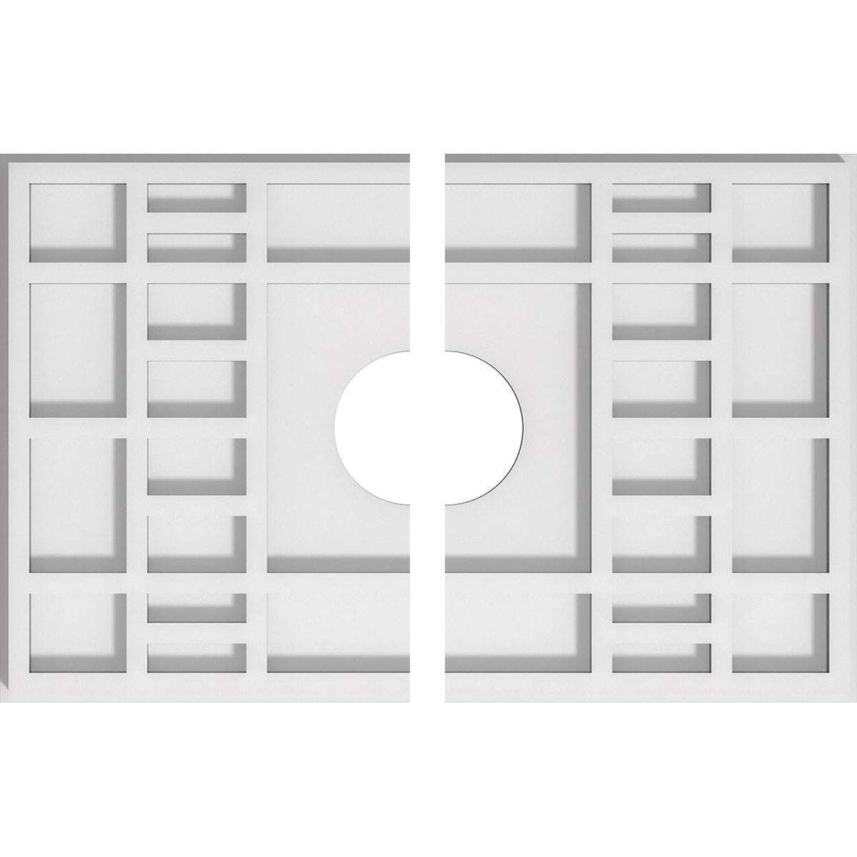 Ekena Millwork CMP16X10BX2-03000 Beaux 16-in W x 10.625-in L Contemporary White PVC Split Ceiling Medallion
