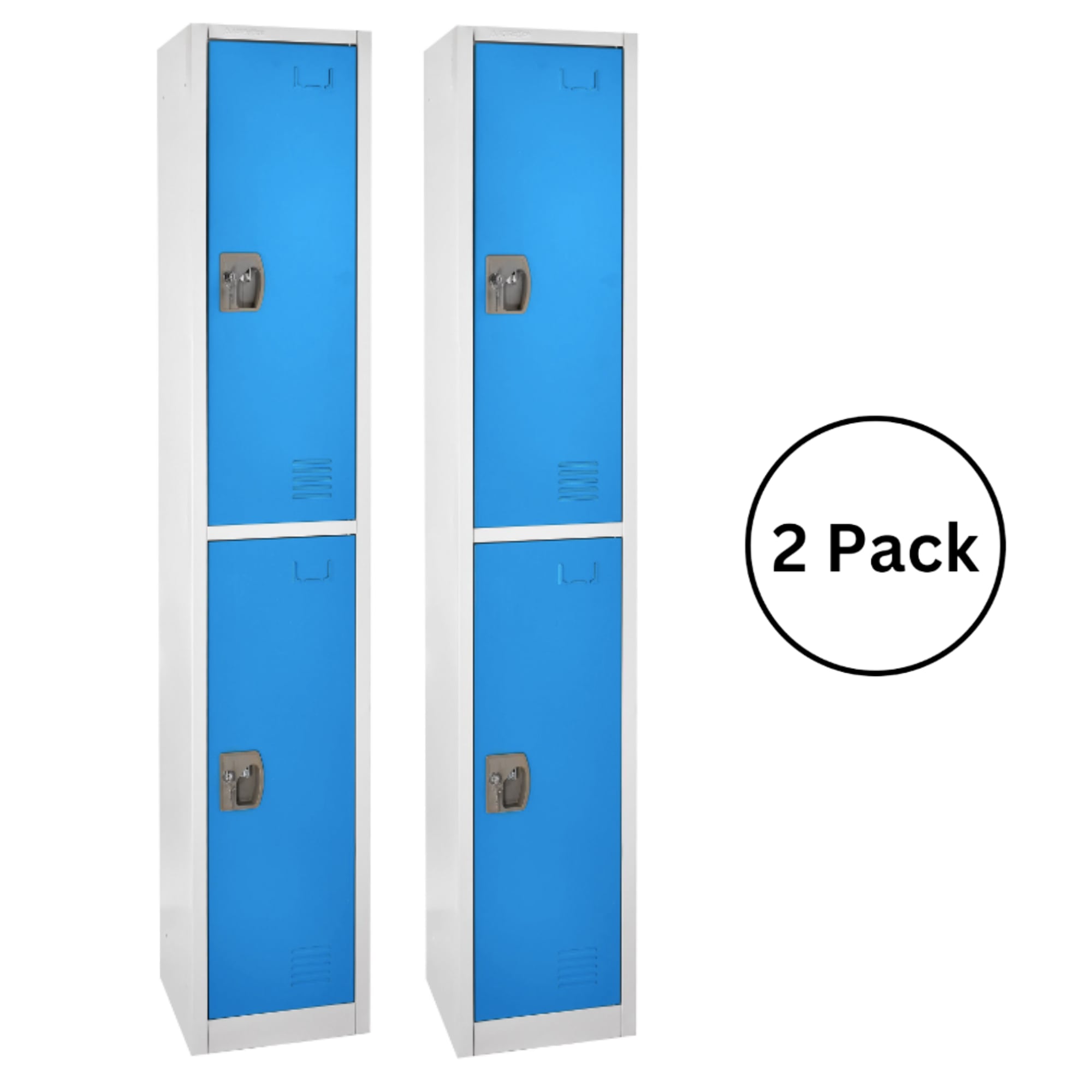 AdirOffice 629-202-BLU-2PK 629 Series Set of 2 12-in W x 72-in H x 12-in D Steel Full Storage Lockers