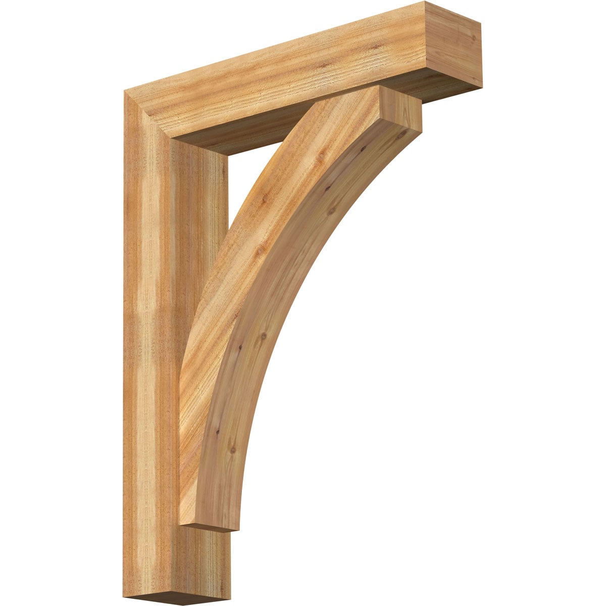 Ekena Millwork 1463898 Thorton Block Rough Sawn Bracket with Offset Brace 8-in x 36-in x 48-in Western red cedar Brown Wood Standard bracket