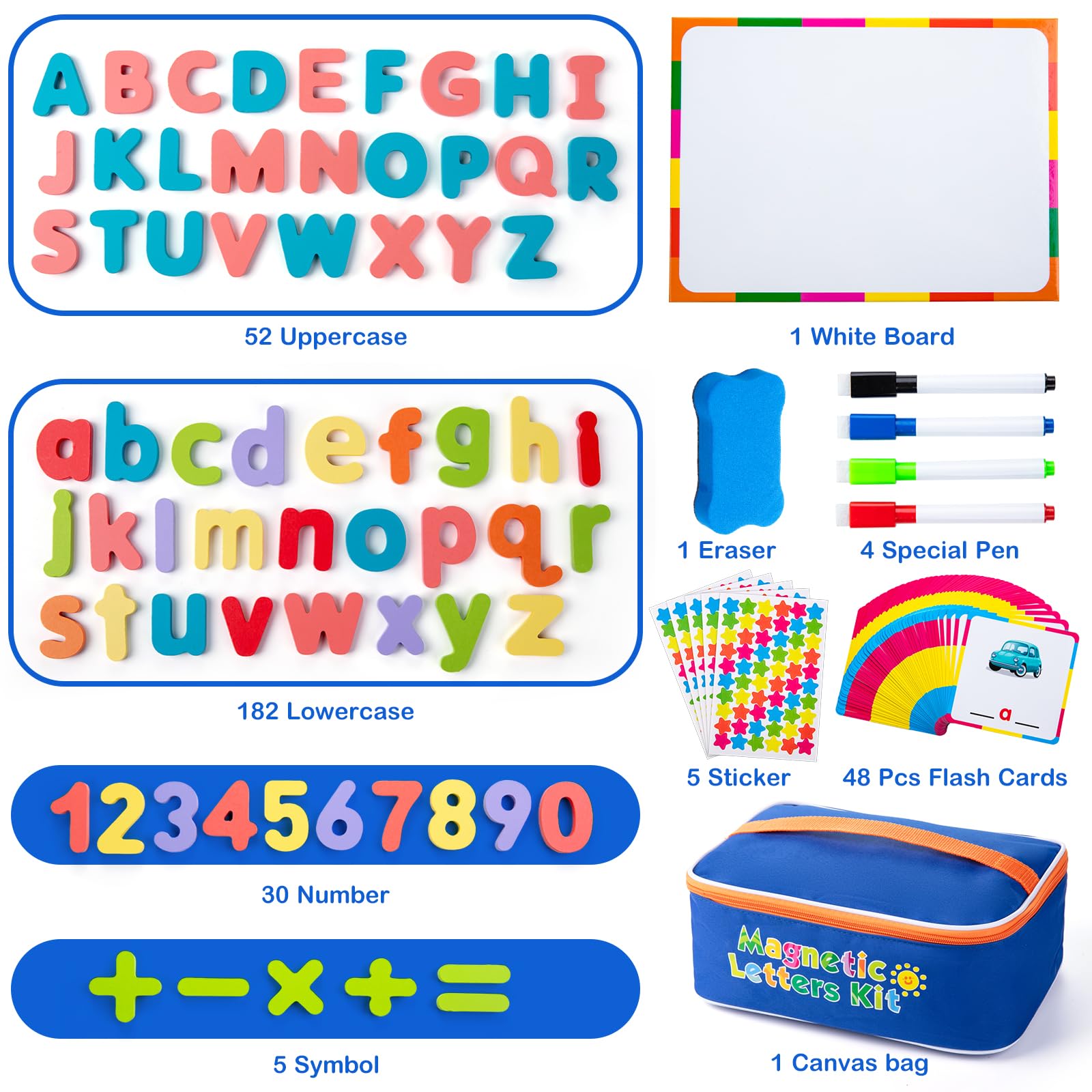 Etokfoks 310 Pcs Magnetic Alphabet Letters Kit Upper Lower Case Wooden 