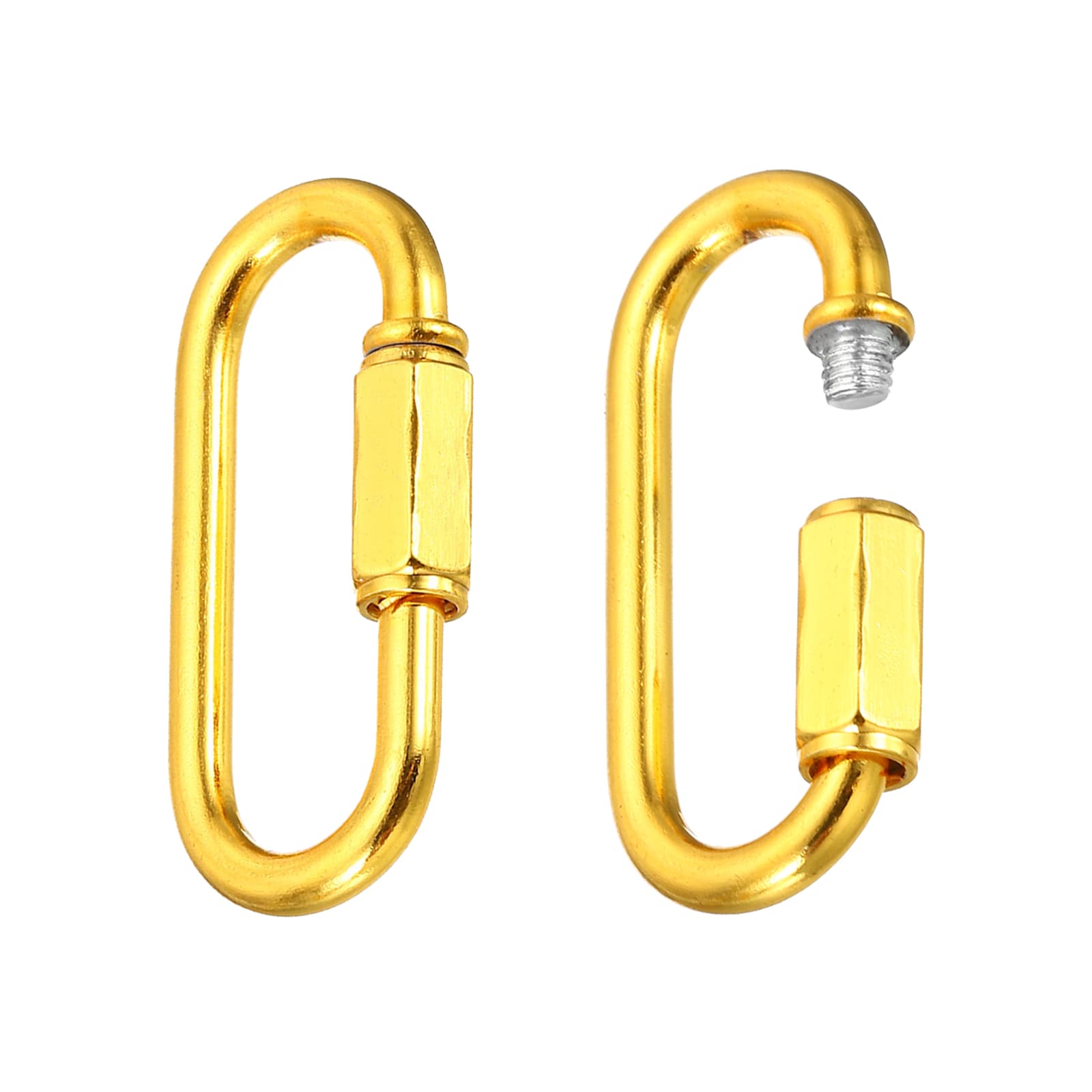 Unique Bargains Chain Connectors 6mm Thick Quick Link Screw Lock Oval Clips for Chandelier Pendant Lights Gold 2pcs
