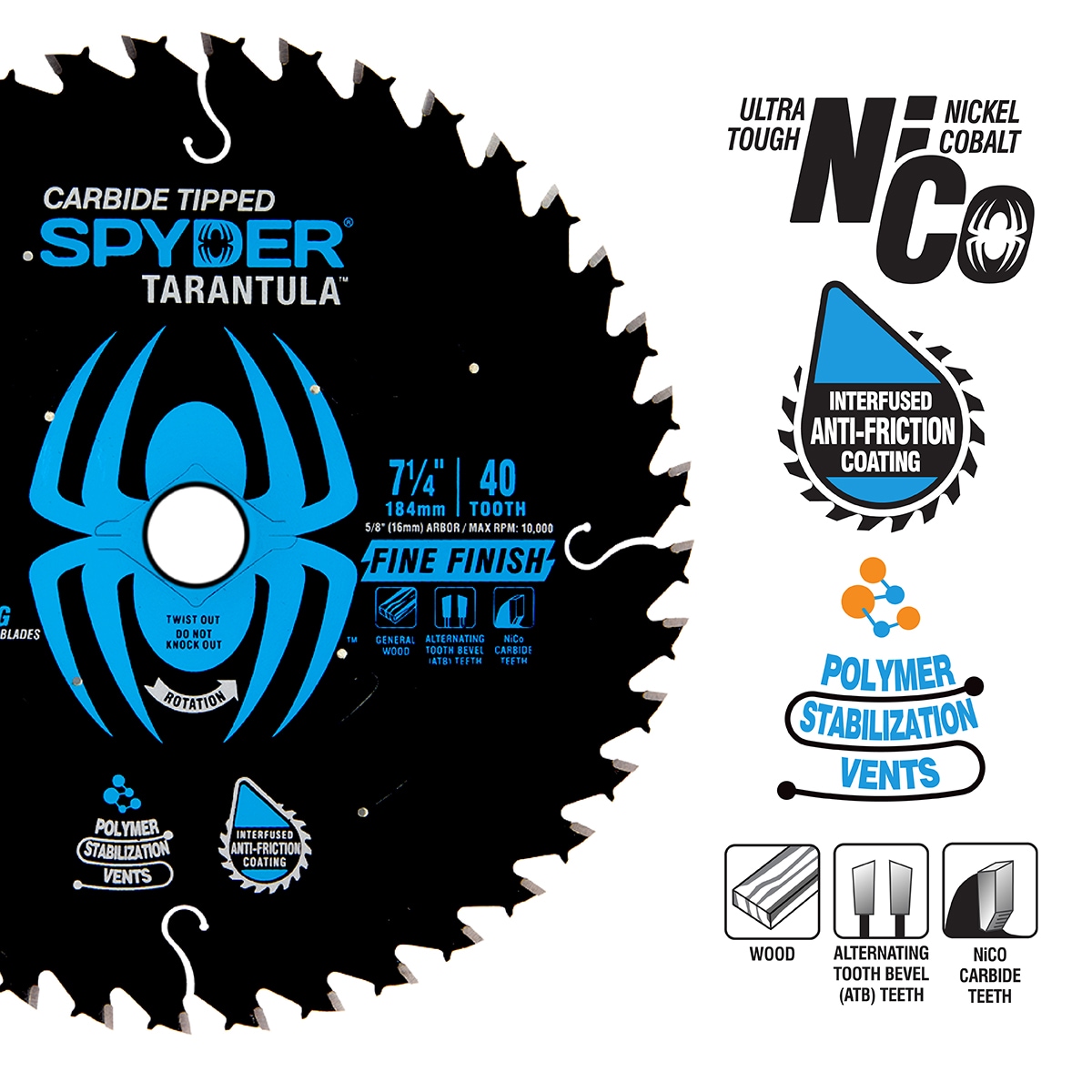 Spyder Fine 8-1/4-in 40-Tooth Fine Finish Tungsten Carbide-tipped Steel  Circular Saw Blade in the Circular Saw Blades department at
