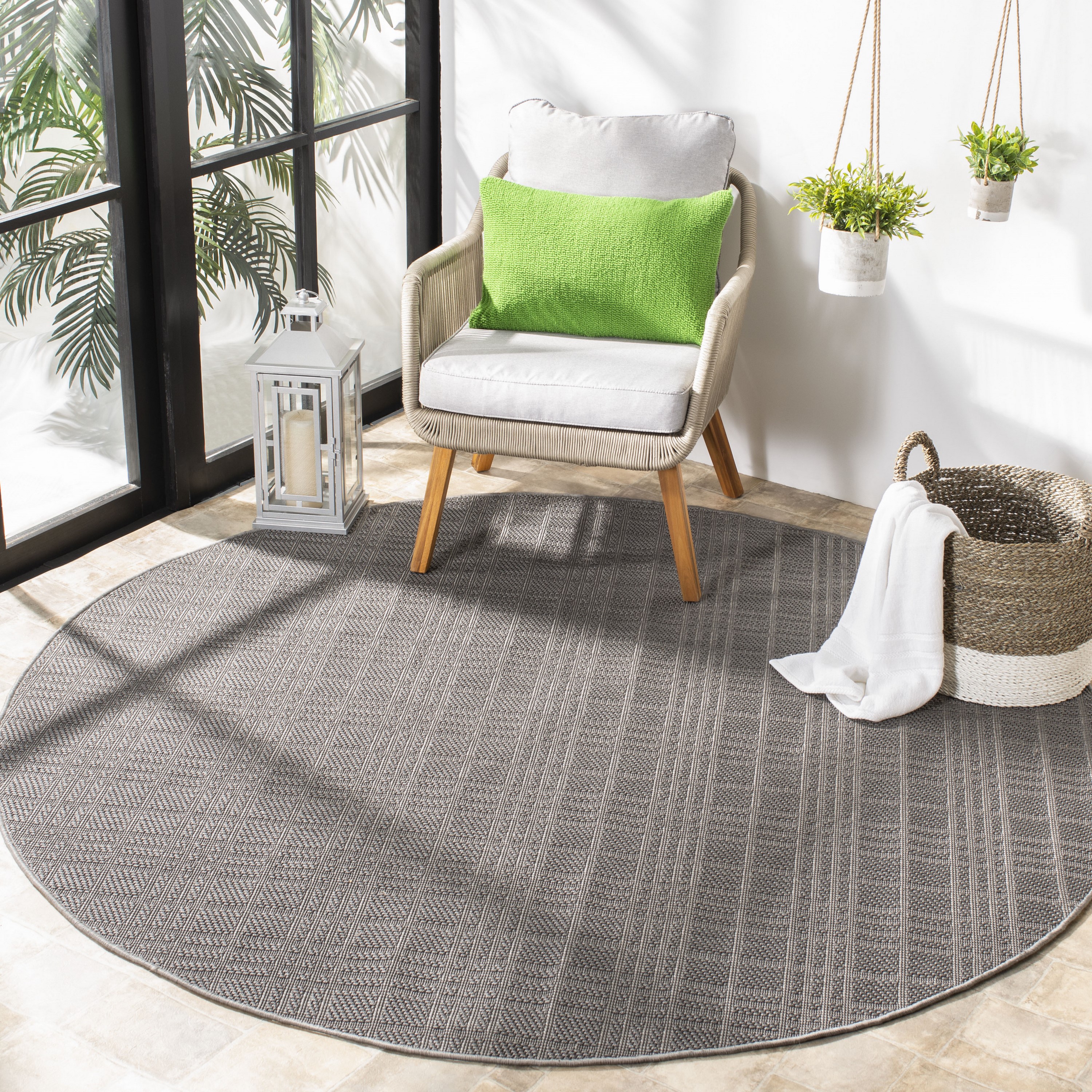 Safavieh BMU802F-7R Bermuda Gonzalo 7 x 7 (ft) Loomed Polypropylene Gray Round Indoor/Outdoor Coastal Area rug