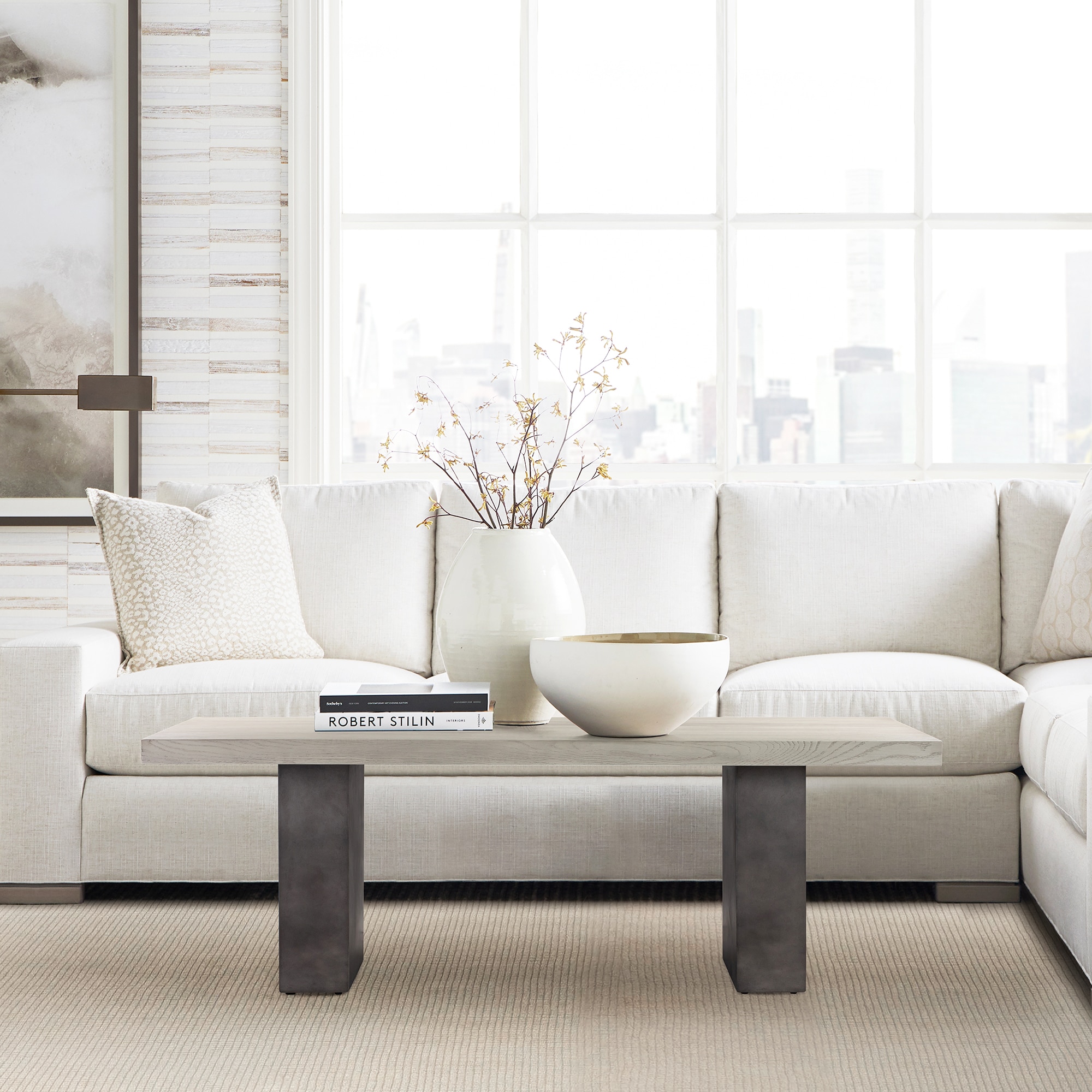 Modern Elegance Grey Oak and Concrete Rectangular Coffee Table